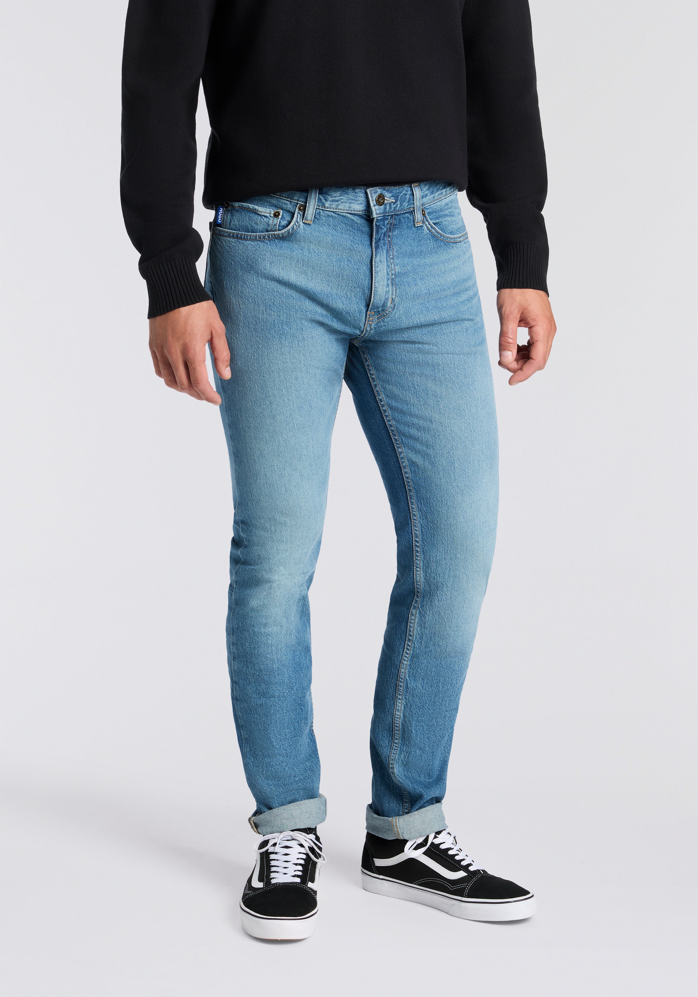 HUGO Blue Slim-fit-Jeans »Ash« mit Stone-washed-Finish