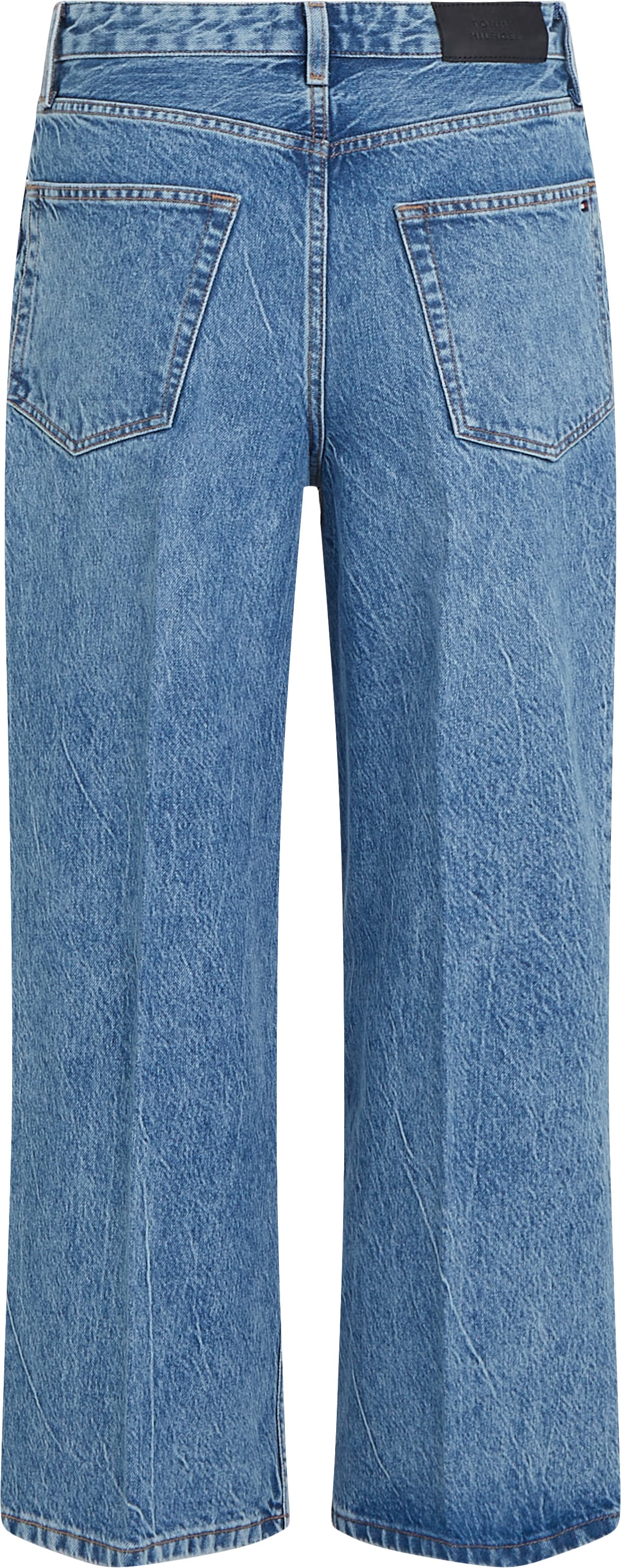 Tommy Hilfiger Weite Jeans »WIDE LEG HW LOU«, mit Logo-Badge, mit Nieten, mit Bügelfalten
