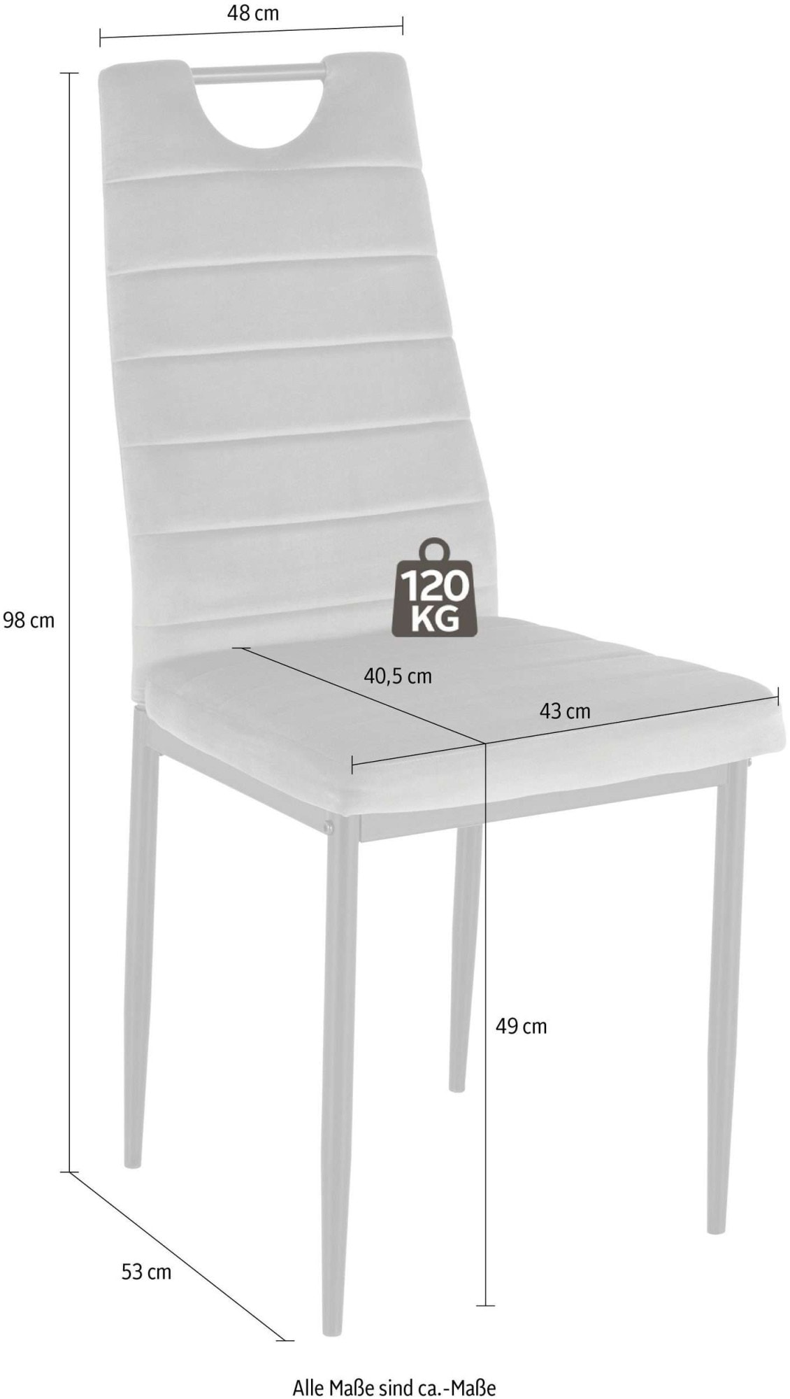 INOSIGN Essgruppe »Silvi-Mandy«, (Set, 5 tlg., Set 110 cm), Glastisch 110x110 cm mit 4 Stühlen (Veloursstoff), Gestell aus Metall