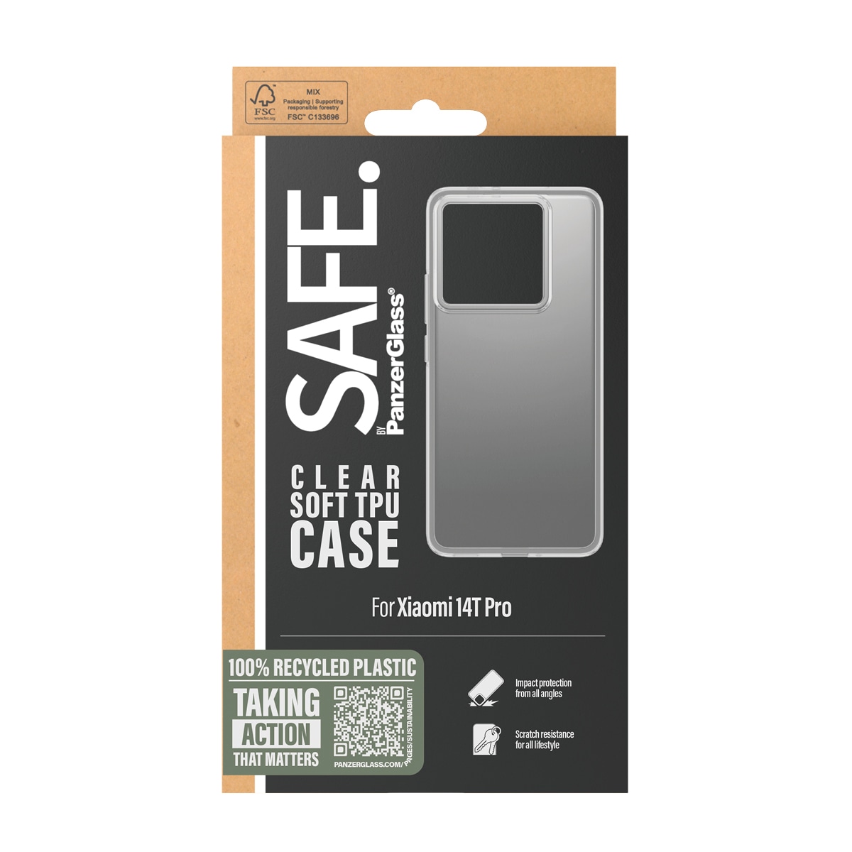 SAFE by PanzerGlass Handyhülle »Soft TPU Case für Xiaomi 14T Pro«, Backcover, Schutzhülle, Handyschutzhülle, Case, Schutzcase, stossfest