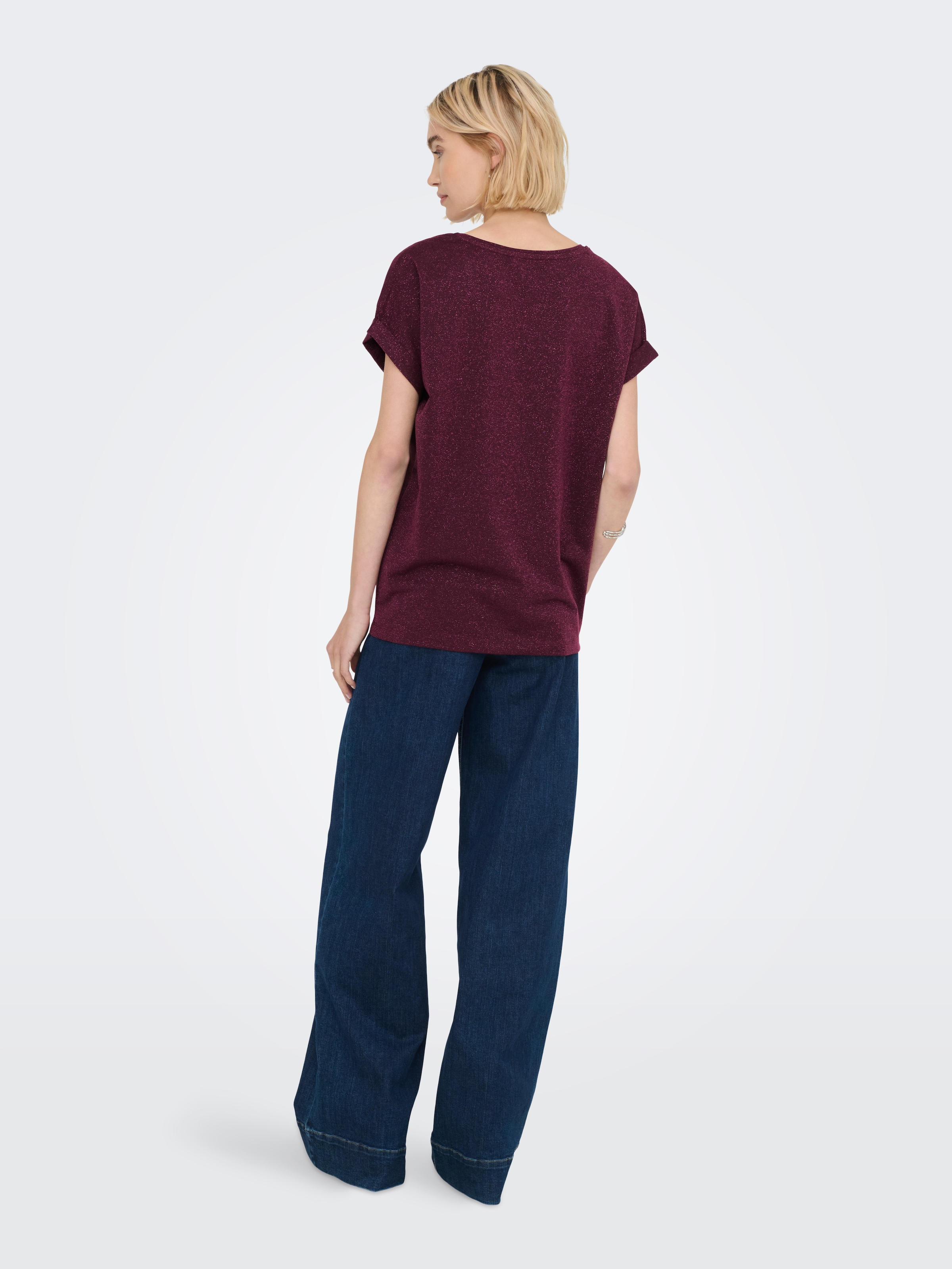 ONLY Kurzarmshirt »ONLMOSTER GLITTER S/S TOP NOOS JRS«, mit Glitzerdetail