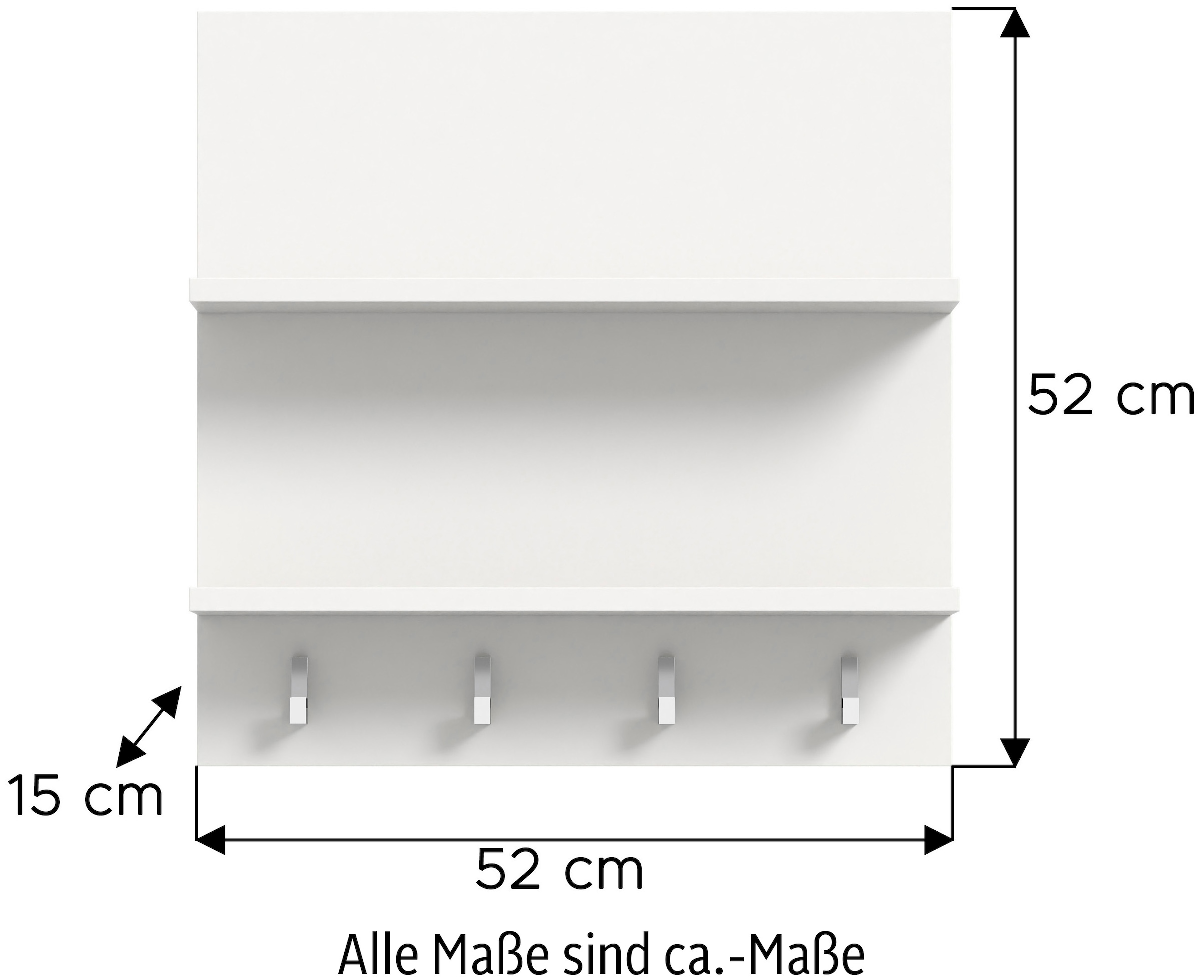 INOSIGN Garderobenpaneel »Trondheim Paneel, Breite 52 cm«, (1 St.), 2 Ablageböden, 4 Haken, Garderoben, Flur, Diele