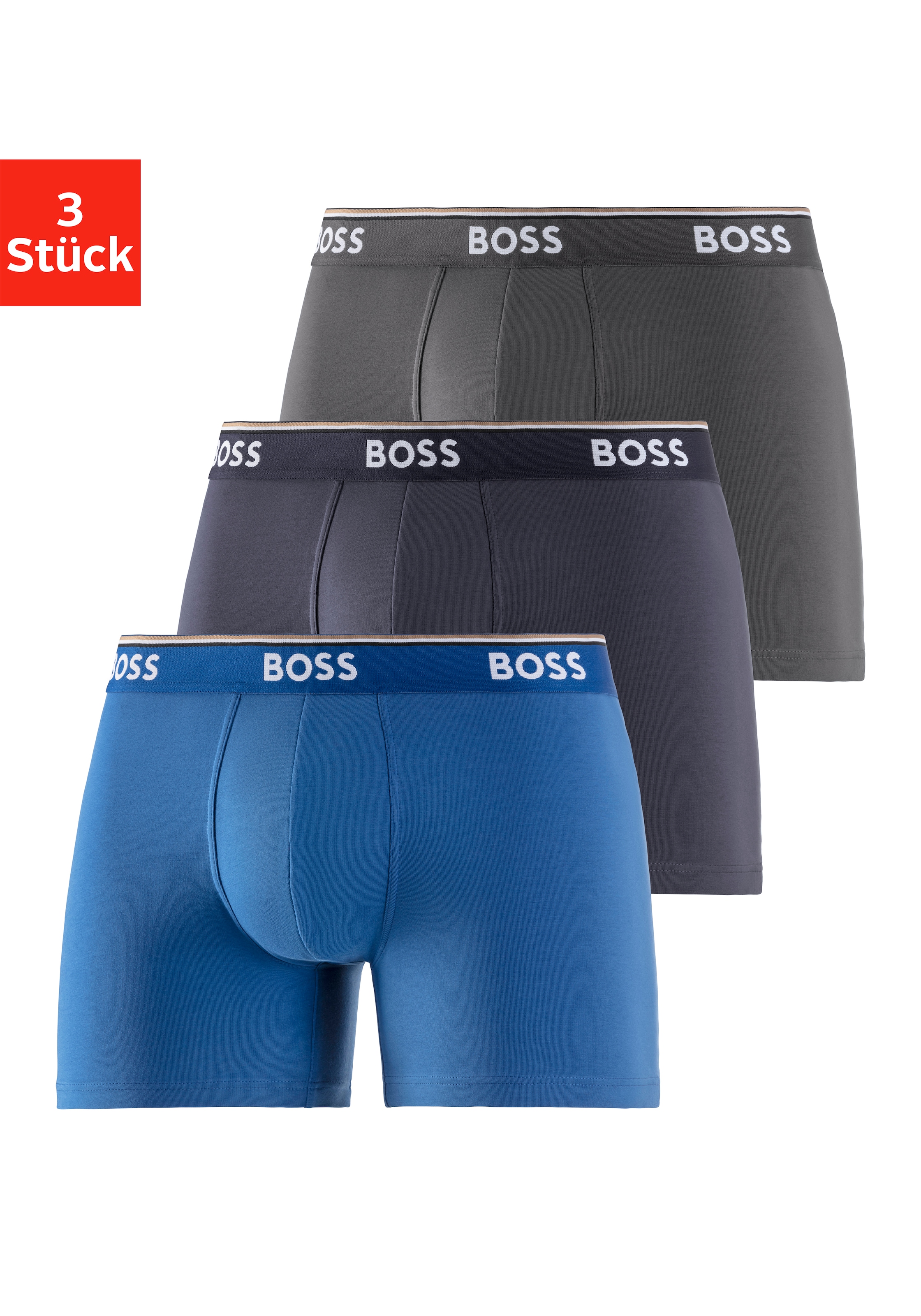 Langer Boxer »Boxer Brief 3P«, (Packung, 3er-Pack), mit farblich passendem Webbund