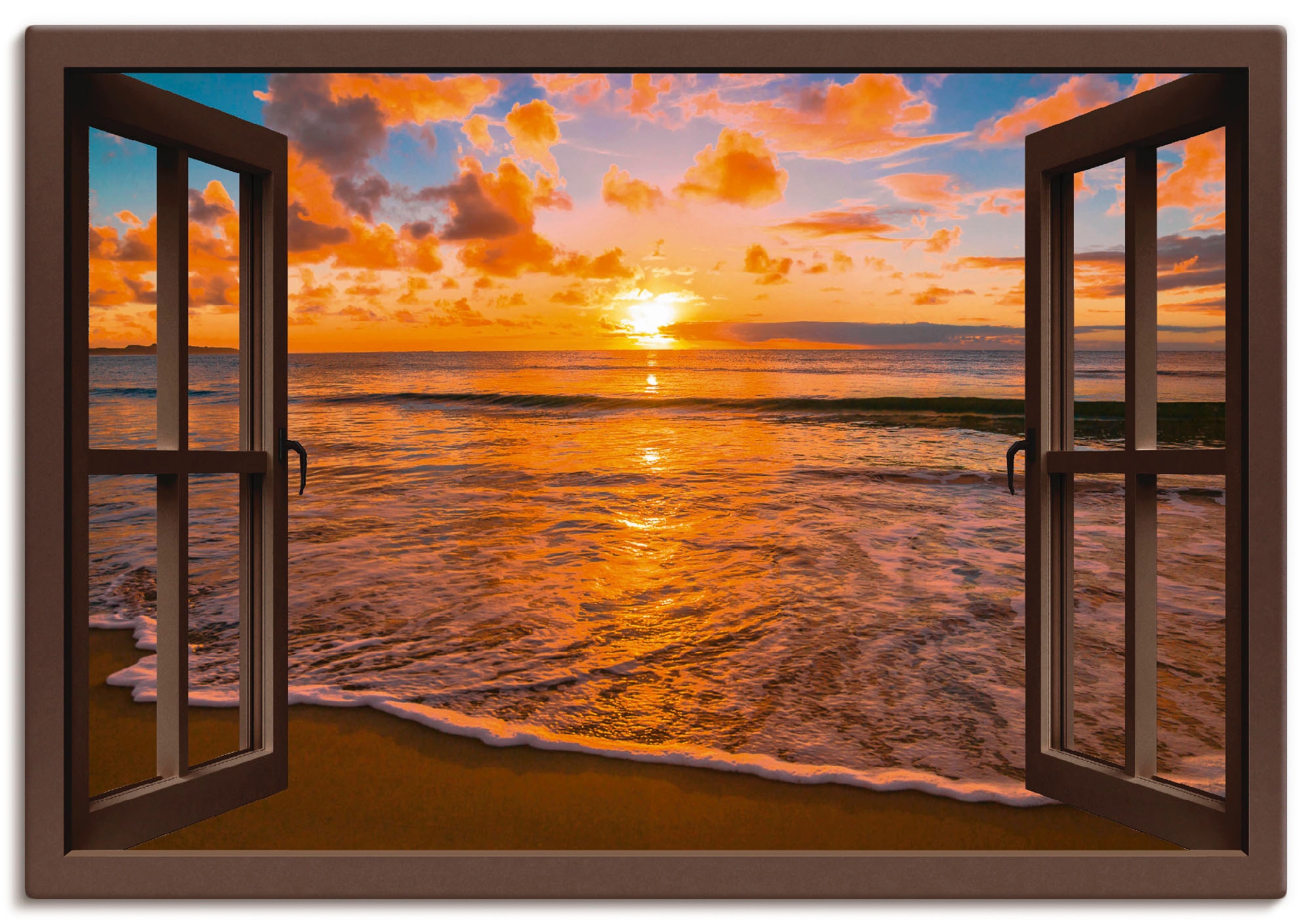Artland Wandbild »Fensterblick Sonnenuntergang am Strand«, Sonnenaufgang &  -untergang, (1 St.), als Leinwandbild, Poster, Wandaufkleber in verschied.  Grössen online kaufen | Jelmoli-Versand