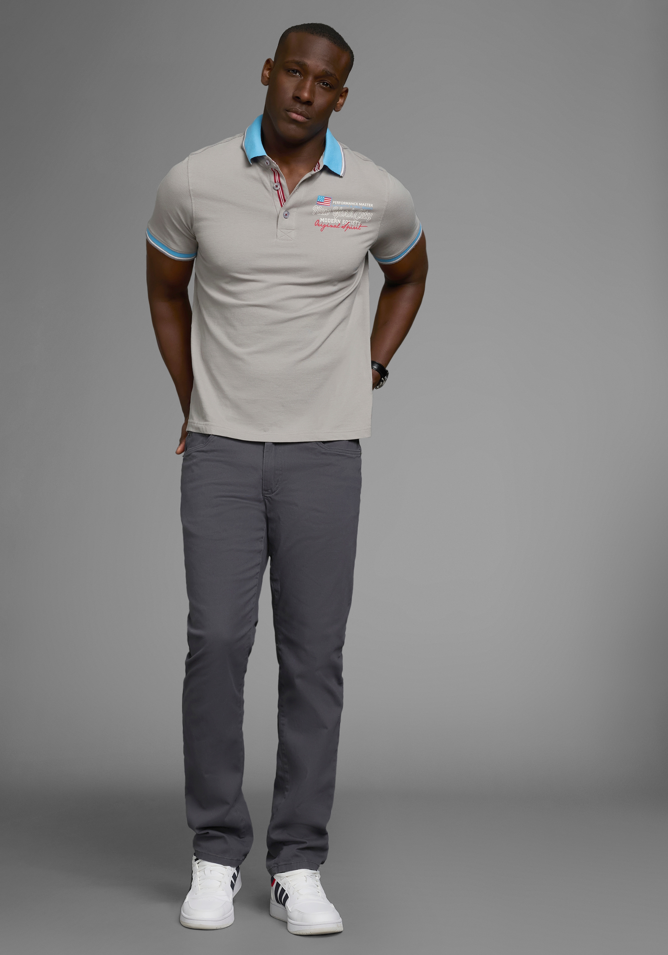 Man's World Poloshirt, Kurzarm, lässige Passform, bedruckt, Polokragen