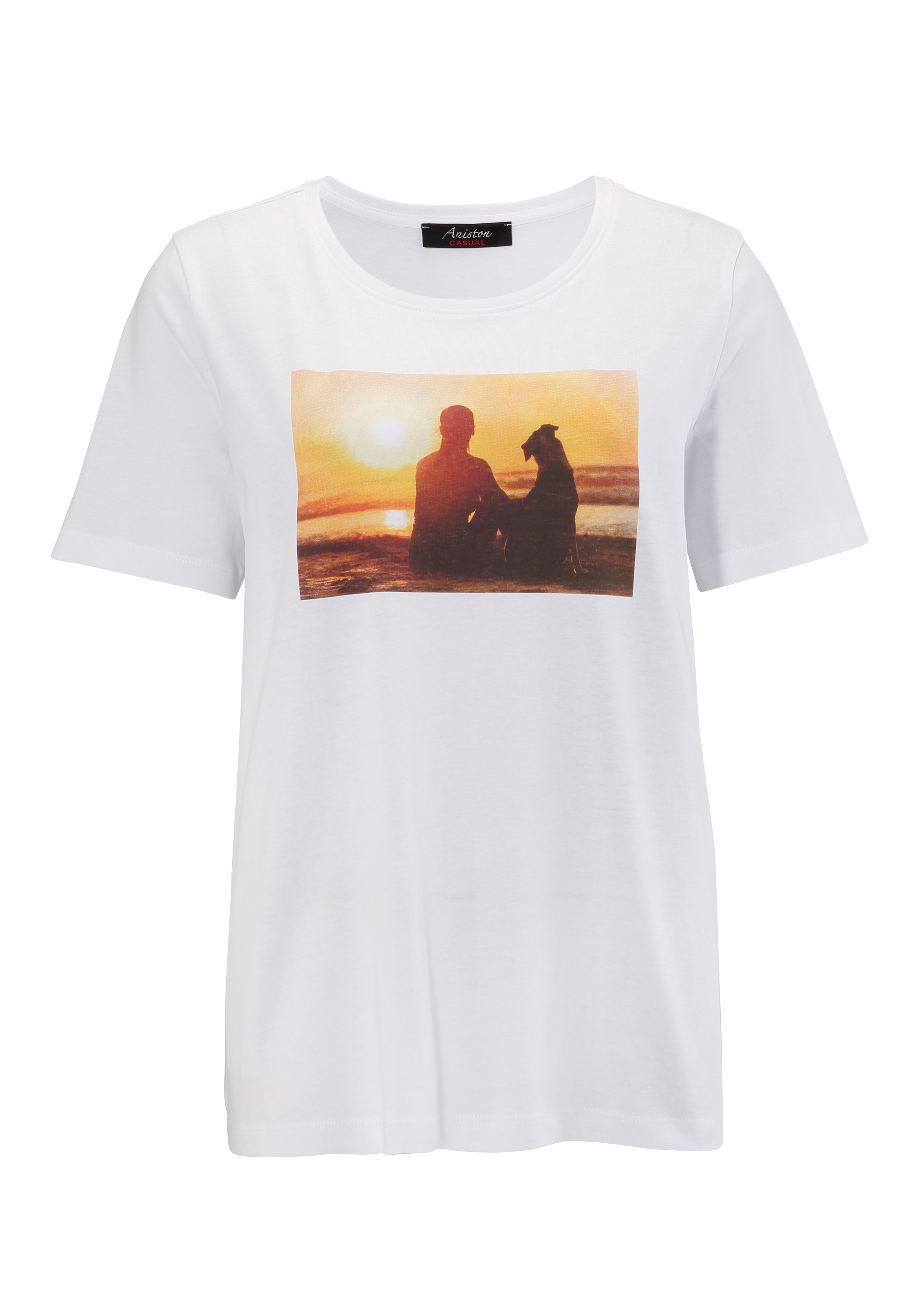 Aniston CASUAL Print-Shirt, Frontdruck mit romantischem Sonnenuntergang