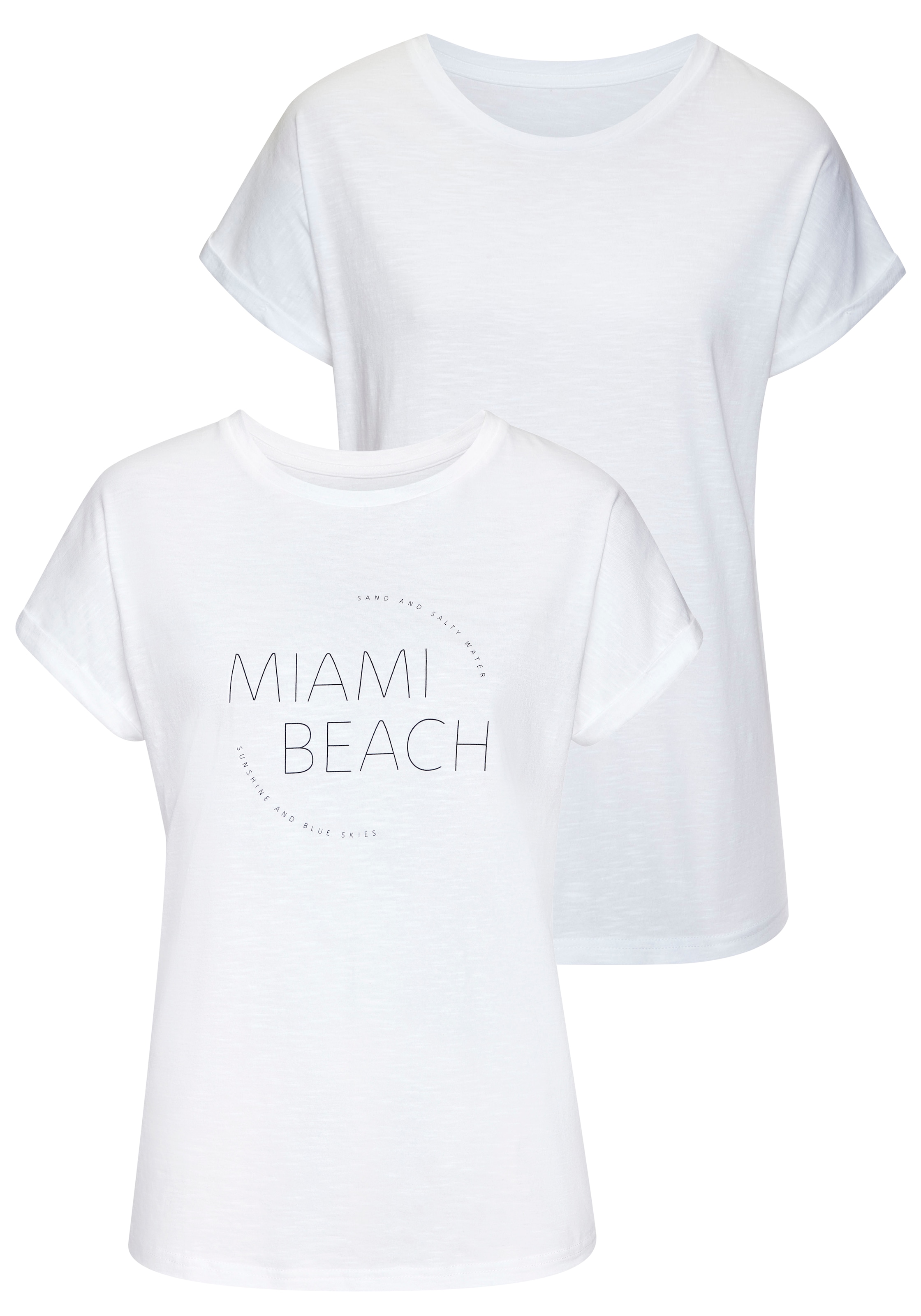 Vivance T-Shirt "mit modischem Frontprint" 2er-Pack, aus luftiger Baumwoll-Qualität