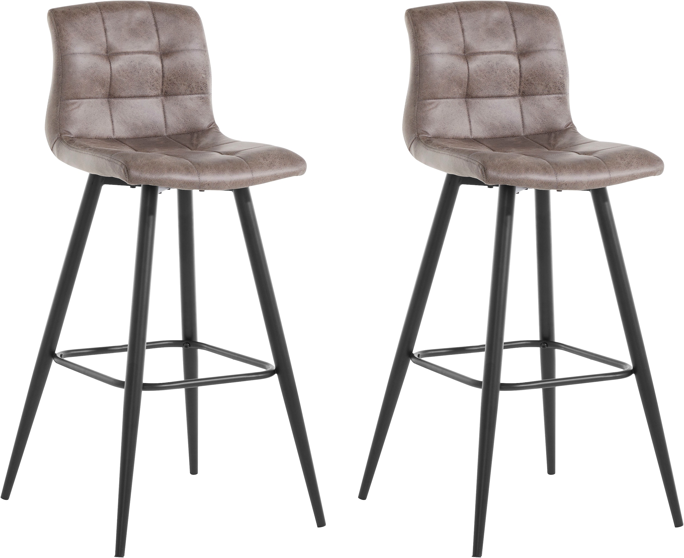 Homexperts Barhocker »Sarah«, (Set, 2er),Bezug in Microfaser Vintage oder Webstoff, mit Fussreling
