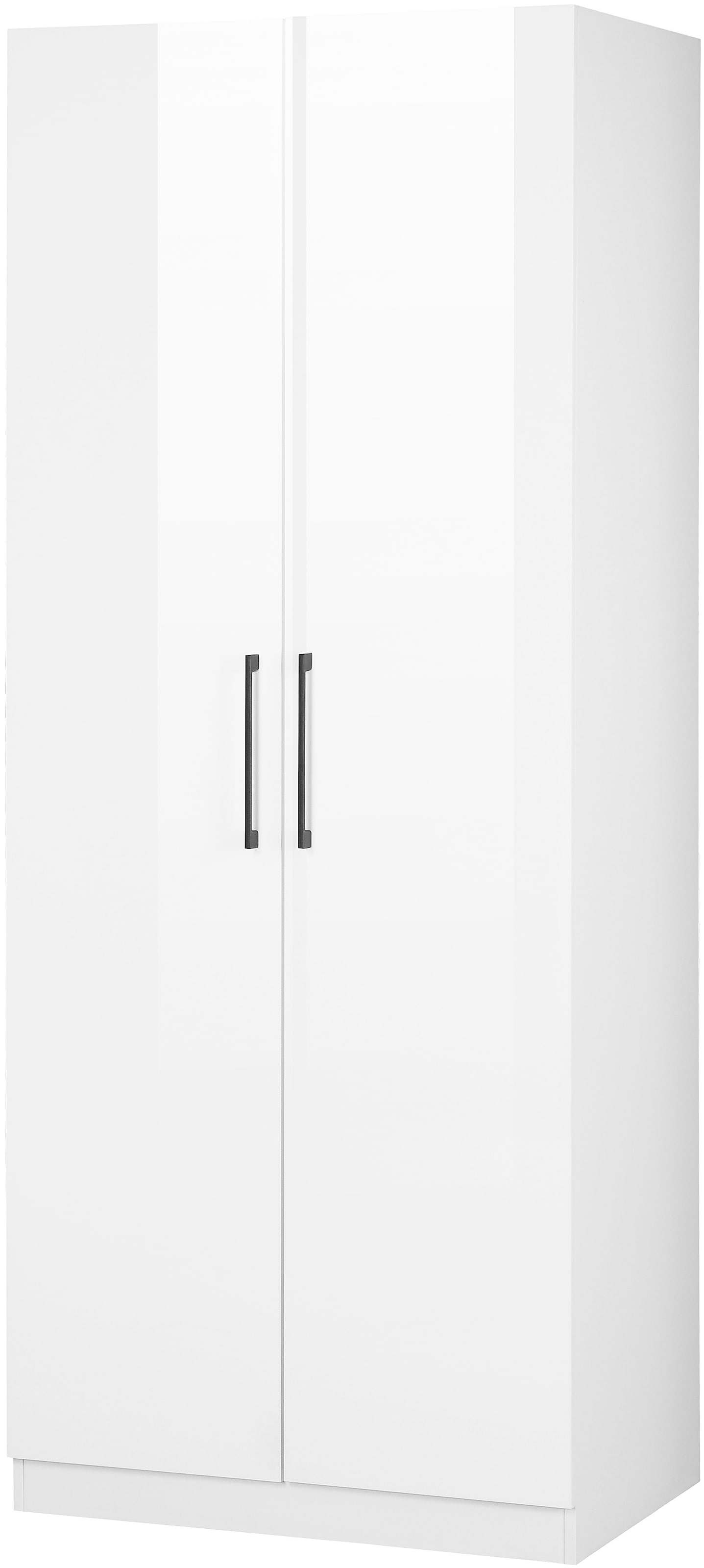 GOODproduct Kleiderschrank »Sylt Schlafzimmerschrank Garderobe Schrank Bestseller hochglanz« hochwertige Metall Griffe in schwarz, Drehtürenschrank mit perfekter Innenausstattung, Breite 80cm