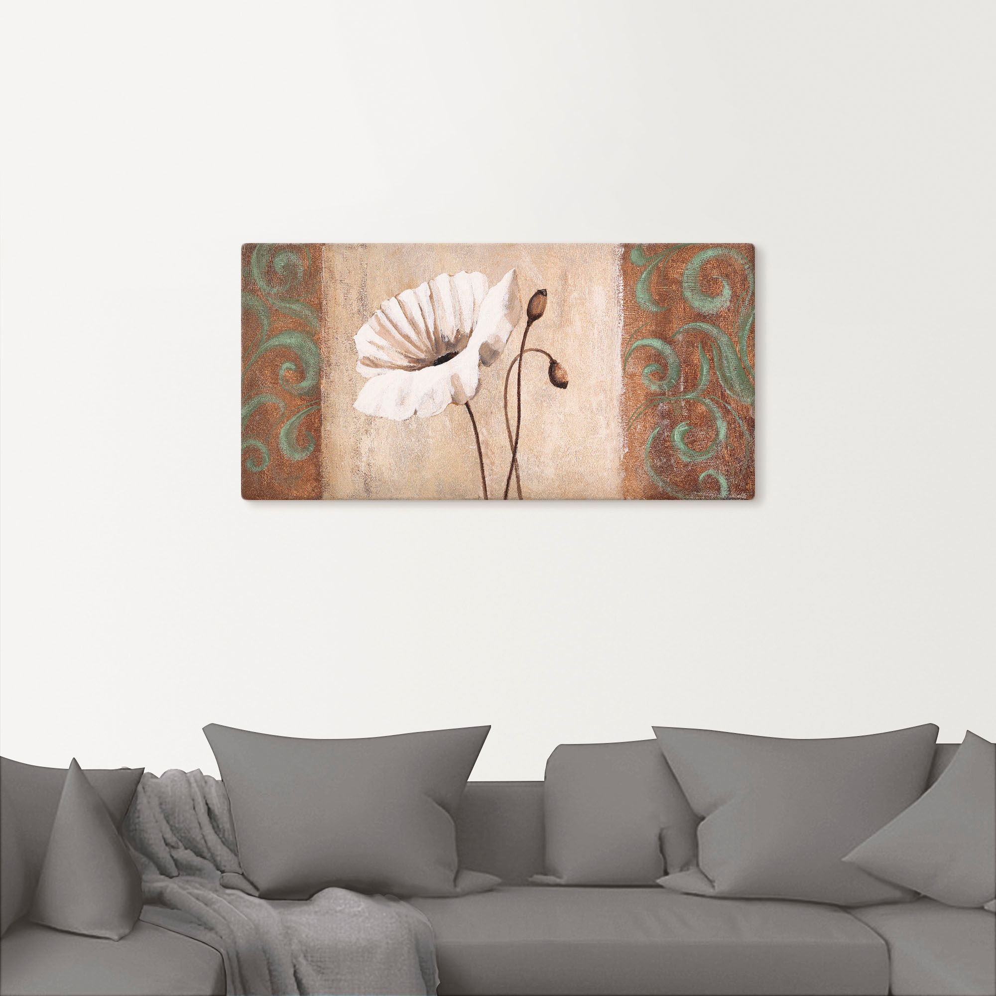 Artland Wandbild »Mohnblumen mit Ornamenten«, Blumen, (1 St.), als Leinwandbild, Poster in verschied. Grössen