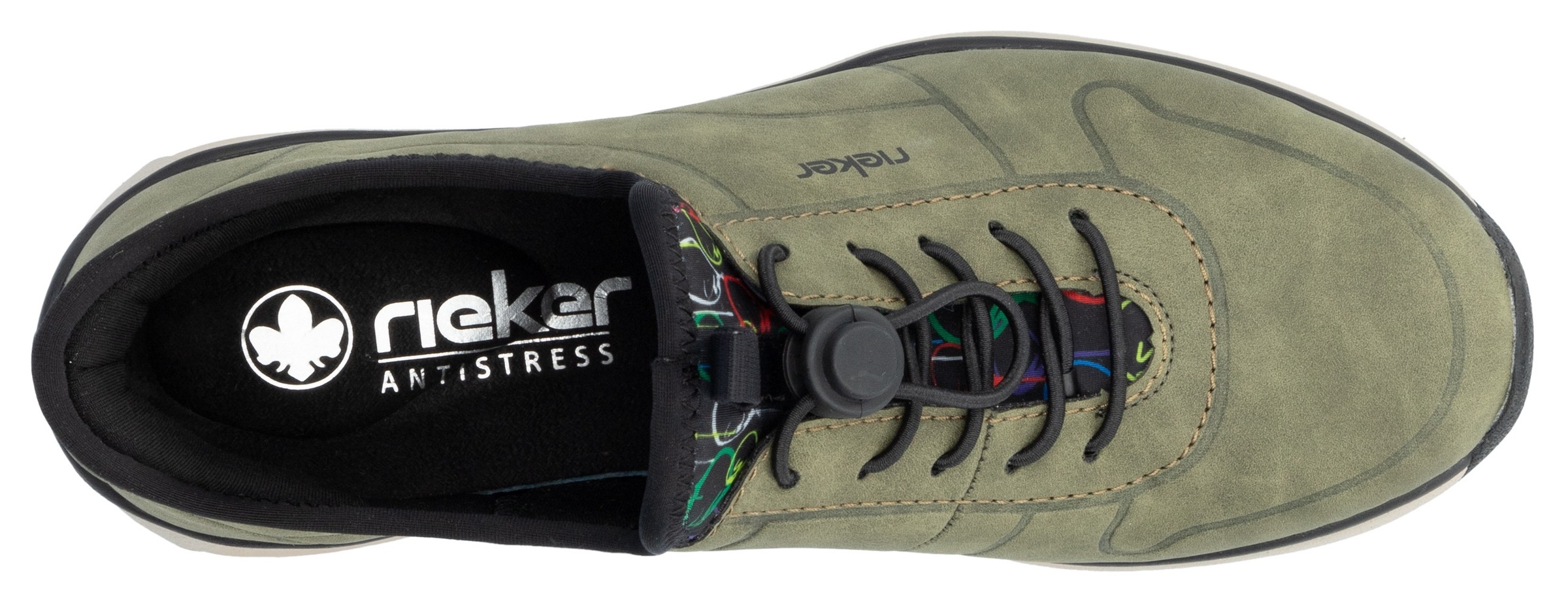 Rieker Slip-On Sneaker, Schlupfschuh, Halbschuh, Freizeitschuh mit elastischem Einstieg