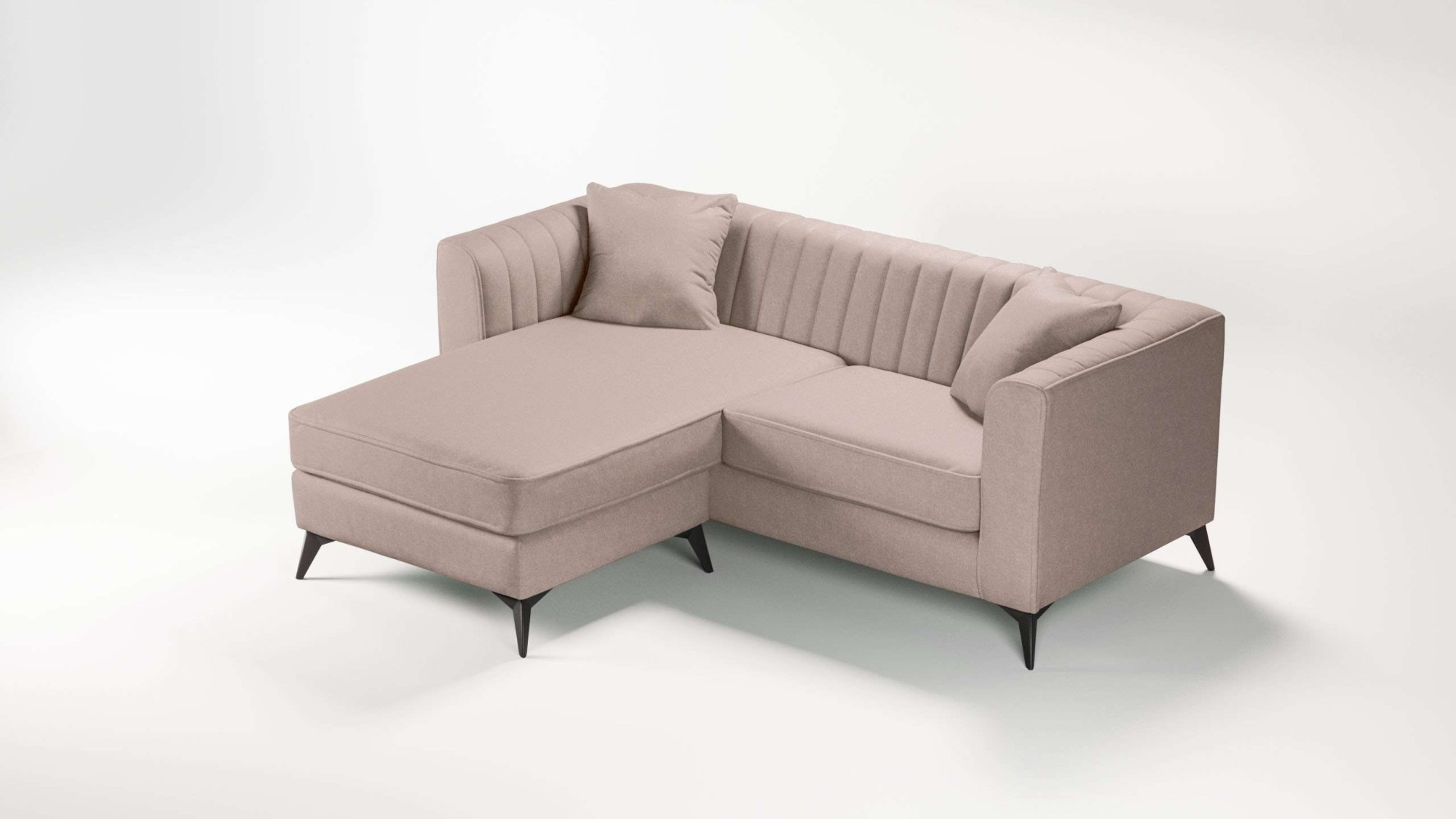 Places of Style Ecksofa »MATTHEW L-Form ideal für kleine Räume, Masse B/T/H: 201/162/74 cm«, elegantes Designsofa, feine Steppung im Rücken, incl. Zierkissen