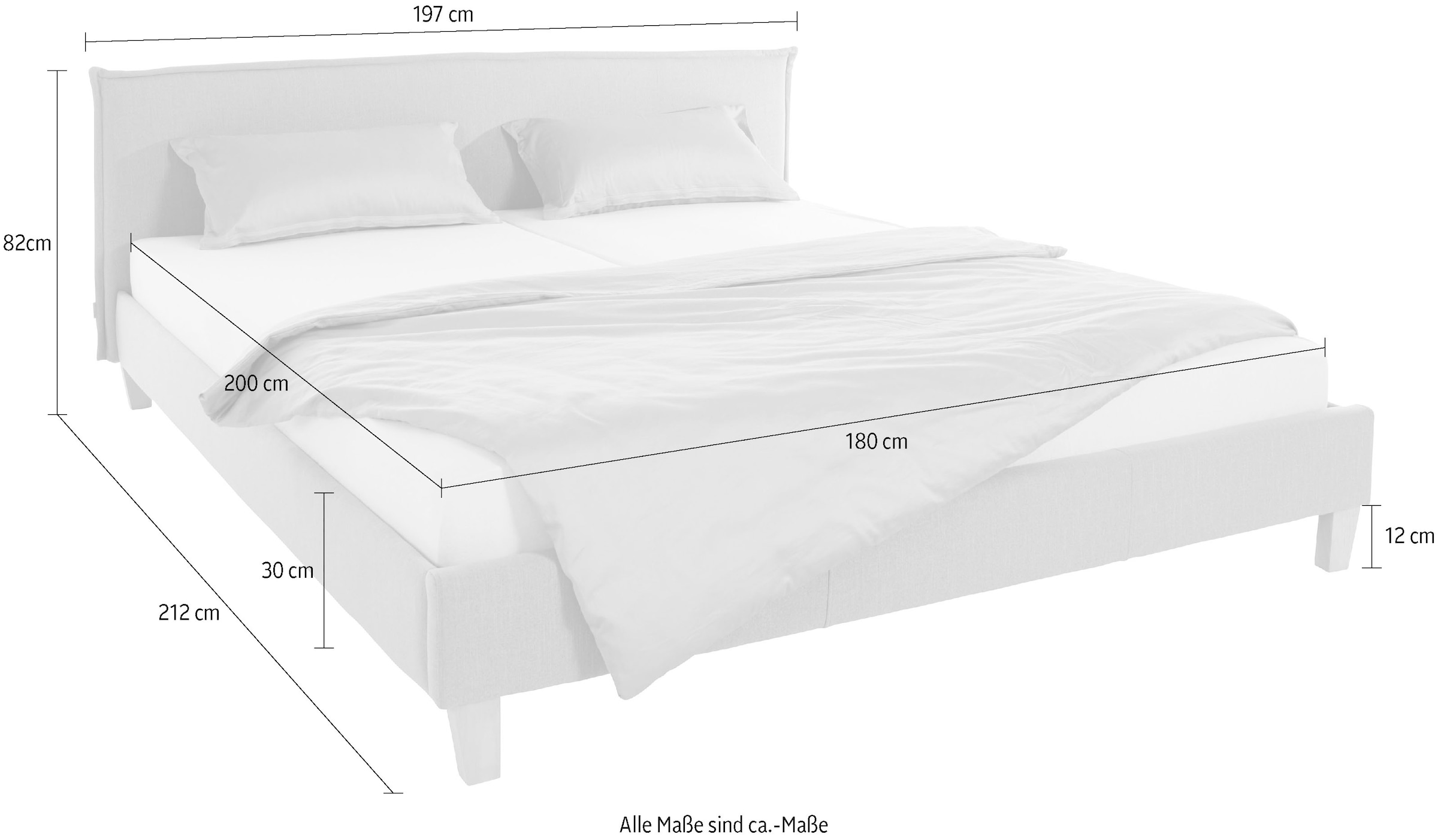 GOODproduct Polsterbett »Heddi«, in 5 Breiten: von 90cm-200cm, Biese am Kopfteil, Strukturstoff