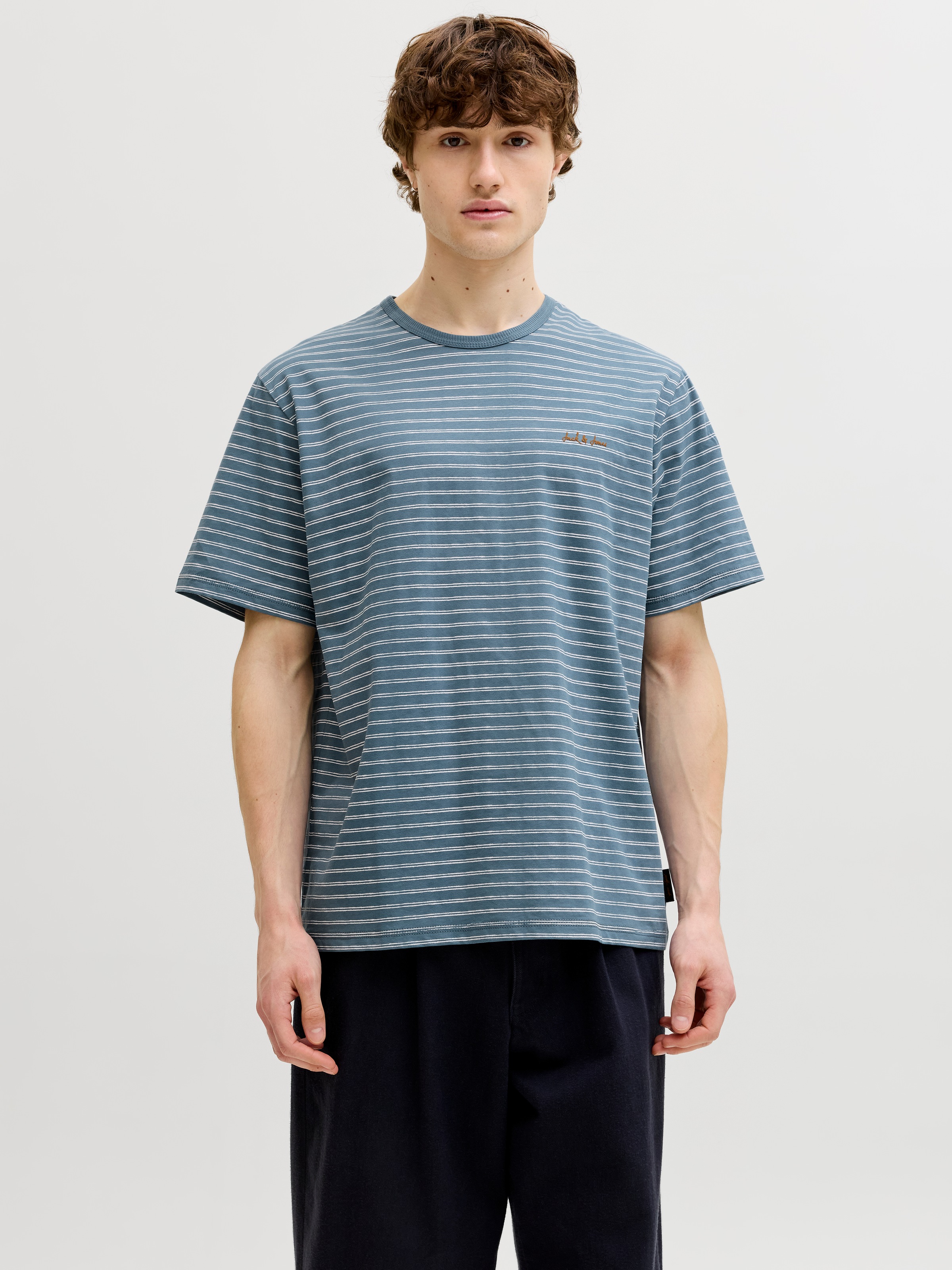 Jack & Jones Rundhalsshirt "JJDEVIN DAYTONA STRIPED TEE SS CREW NECK" Baumwollmischung, relaxed fit