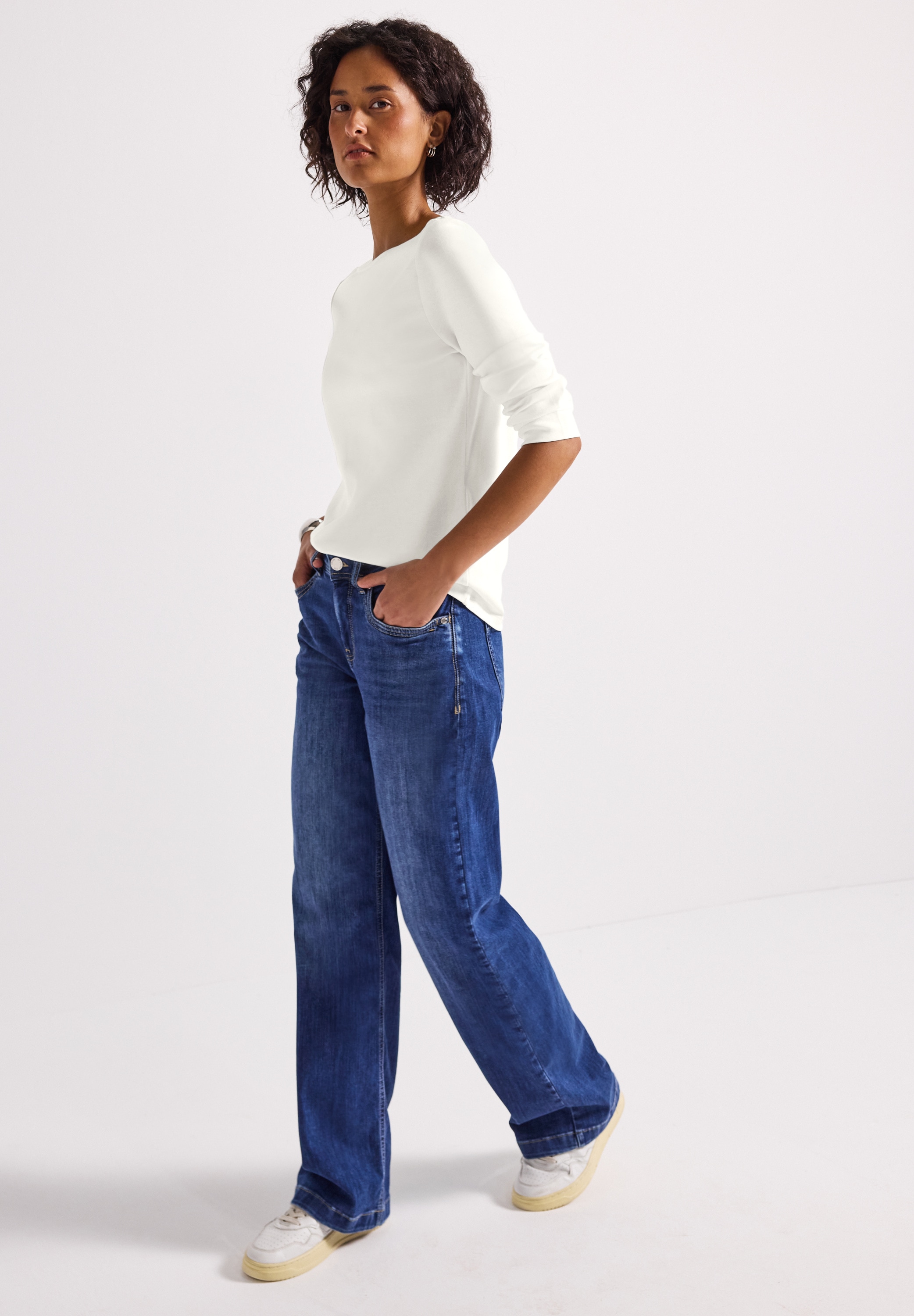 STREET ONE 3/4-Arm-Shirt, U-Boot-Ausschnitt und 3/4-Ärmel mit Bündchen