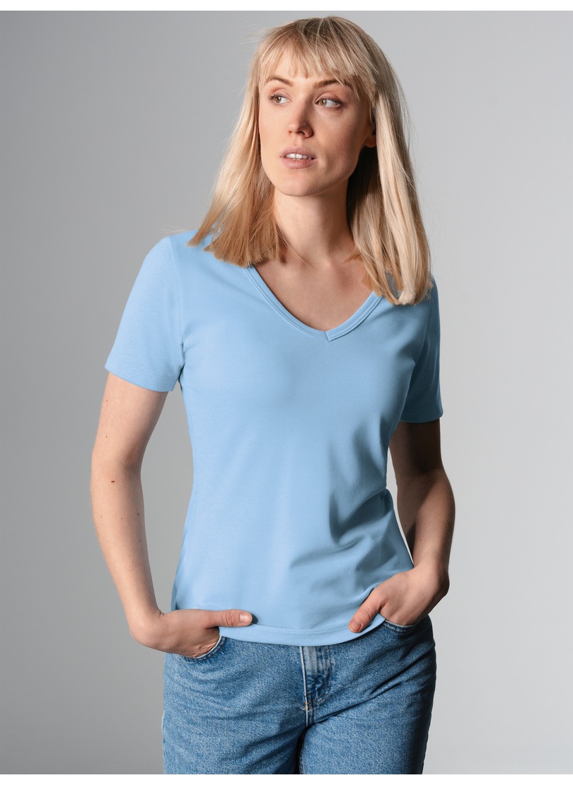 Trigema T-Shirt »TRIGEMA V-Shirt aus Baumwolle/Elastan« 1 Stk.
