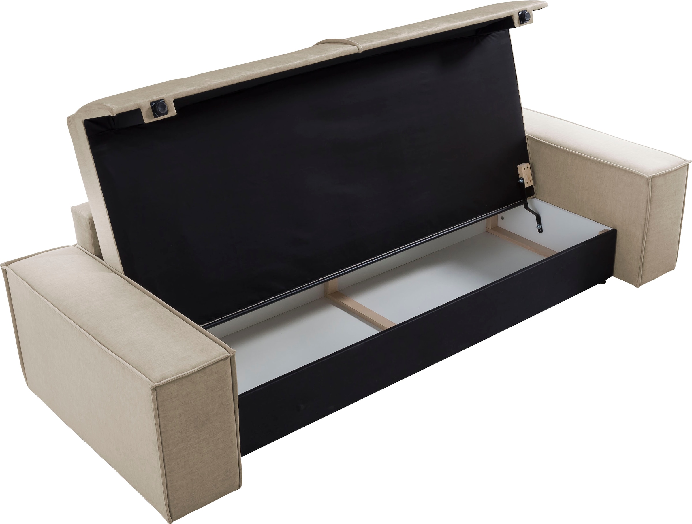 Home affaire 3-Sitzer »SHERWOOD Schlafsofa (257cm) Cord, Samtvelours, Vintage-Lederoptik«, Schlaffunktion mit Bettkasten (ca. 136/200cm)