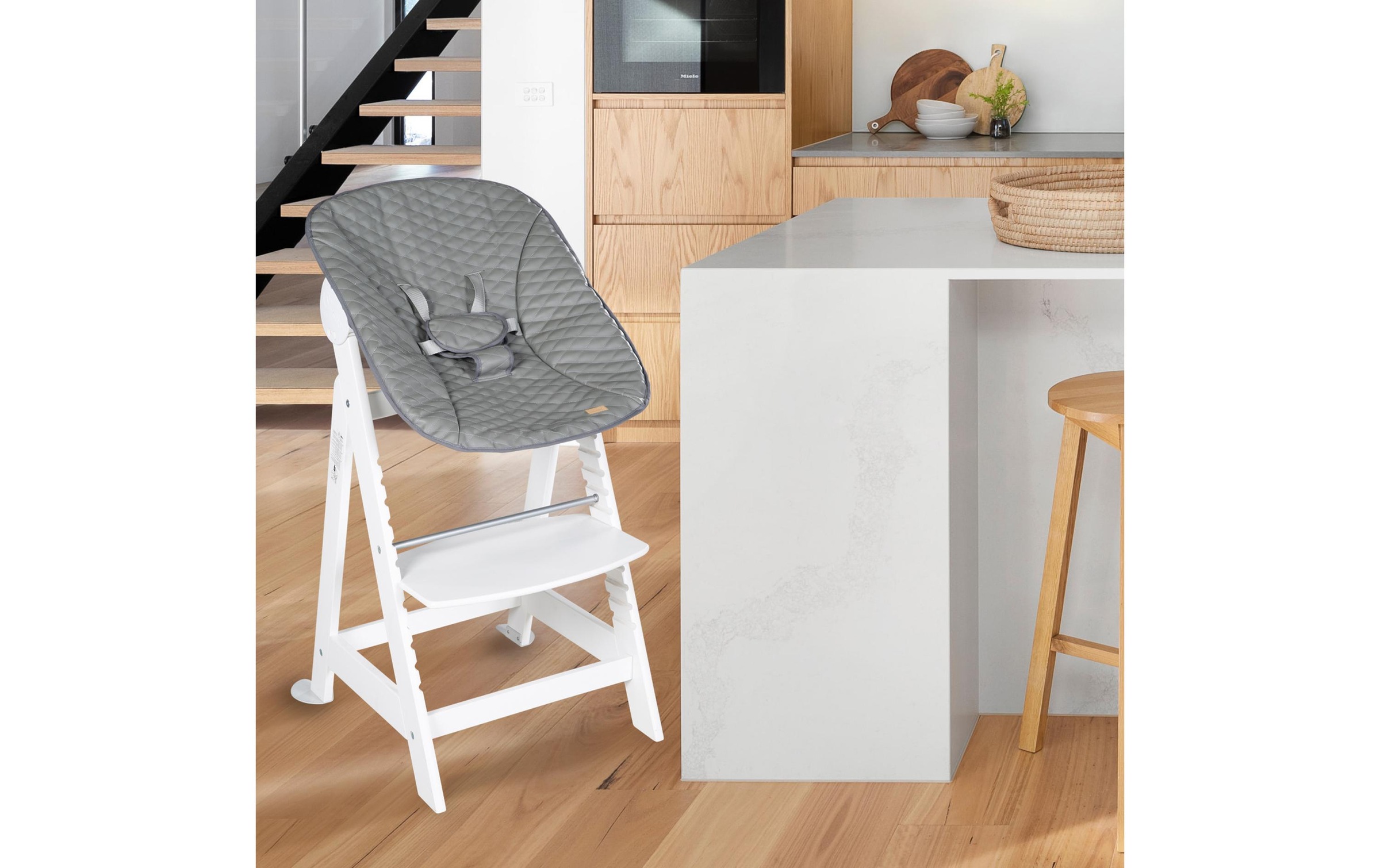 roba® Hochstuhl »Born up Set 2-in-1 Weiss, Stone gesteppt«