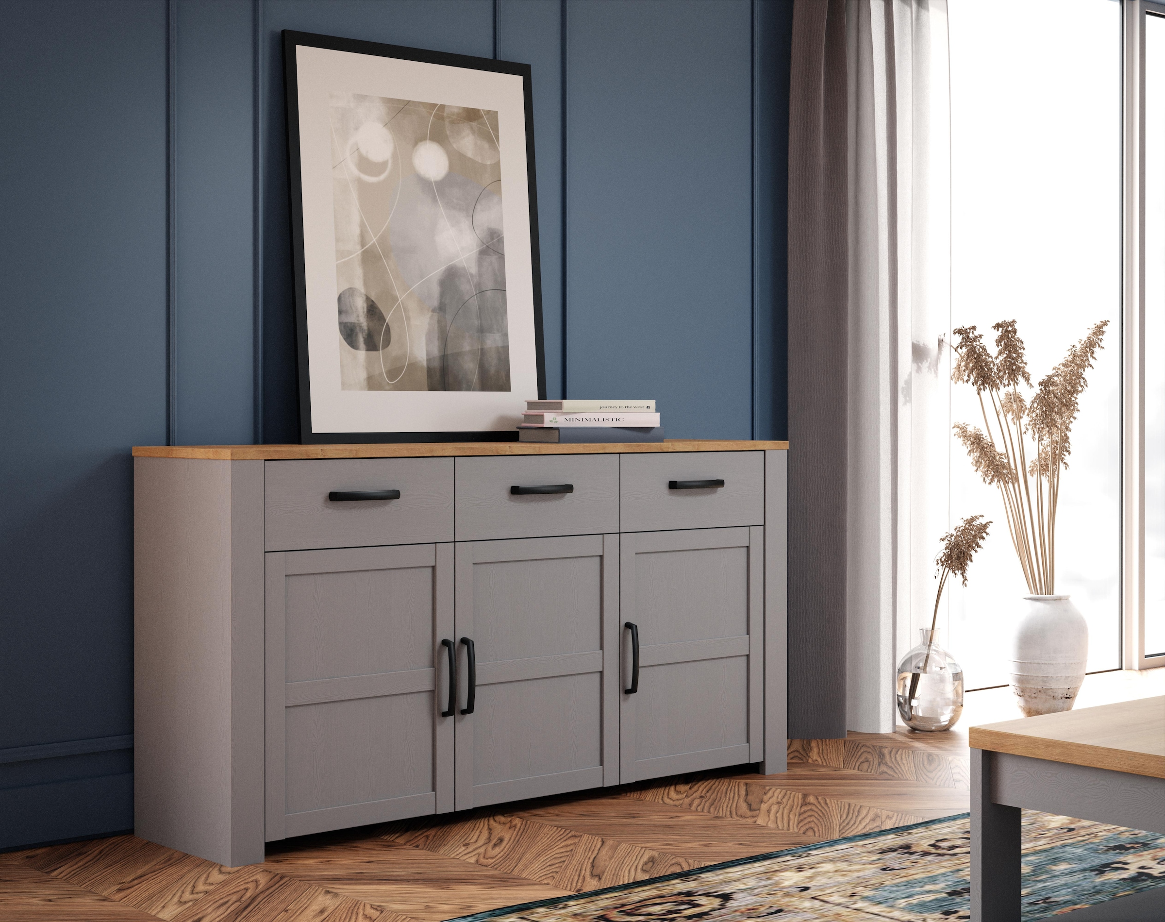 Bohol Sideboard in Riviera Oak/Grey Oak, none