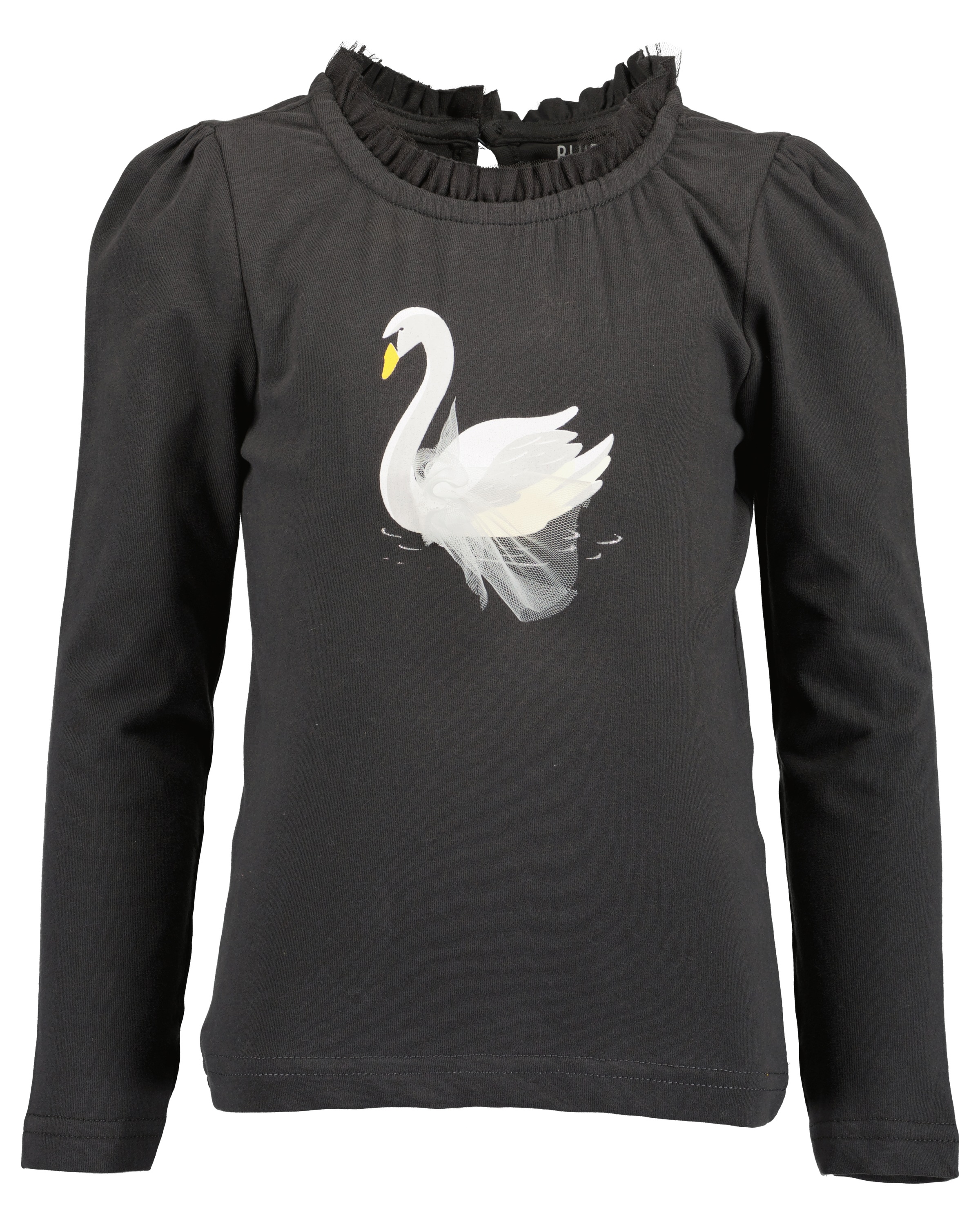 Blue Seven Langarmshirt mit schmalem Tüll-Stehkragen und dezent geraffte Puffärmel