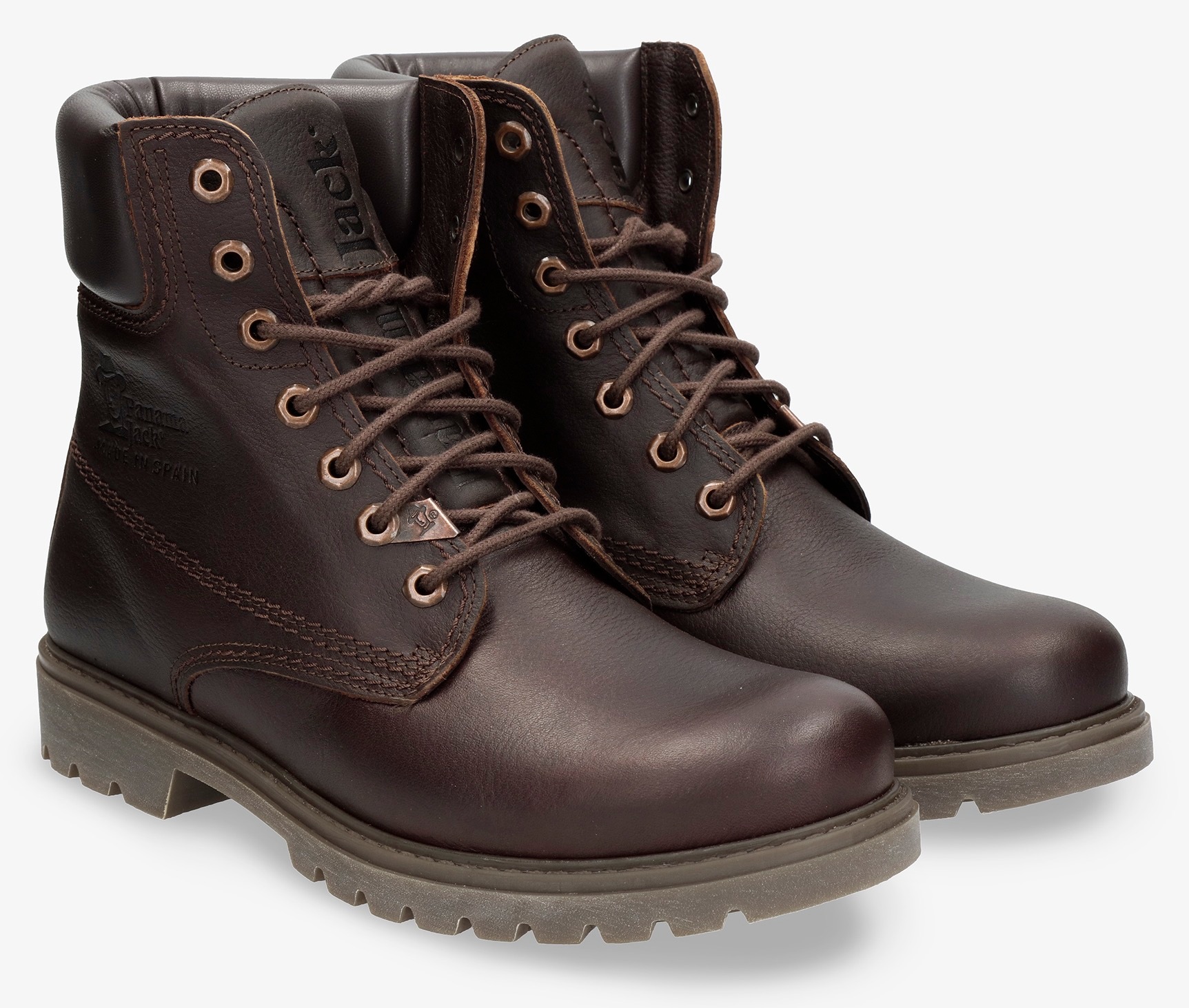 Panama Jack Schnürboots , Blockabsatz, Schnürstiefelette, Outdoorschuh mit Ziernähten