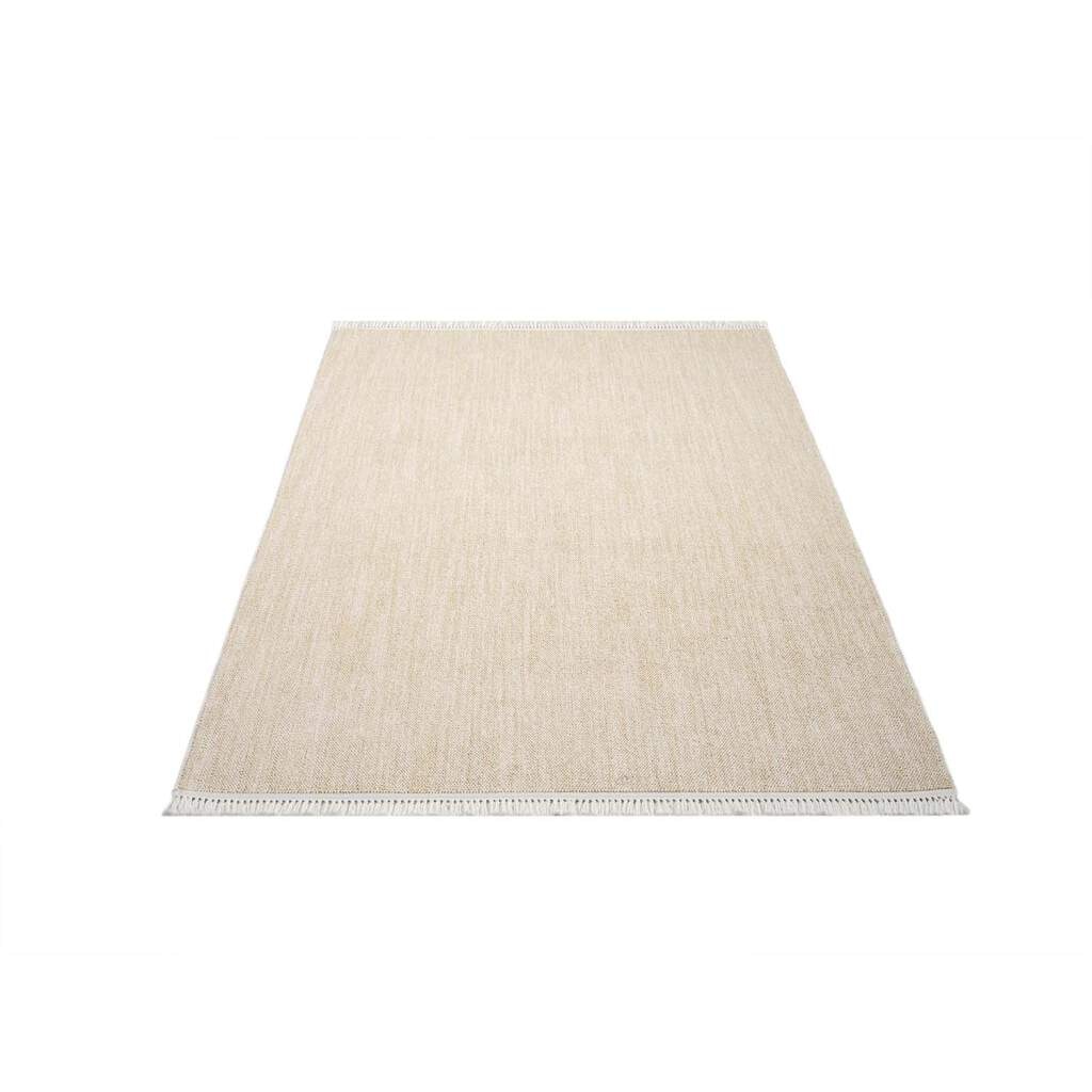 Carpet City Teppich »CLASICO 0052«, rechteckig, 11 mm Höhe, Läufer, Kurzflor, Hochtief-Muster, Boho, Fransen, Wohnzimmer