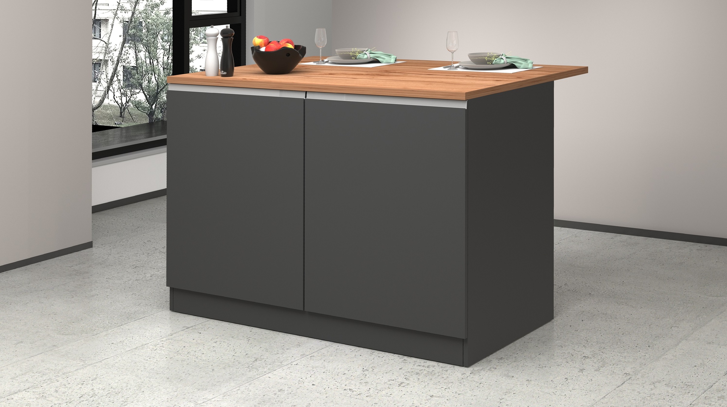KOCHSTATION Kücheninsel "KS-Sole" Breite 125 cm, mit 2 Türen