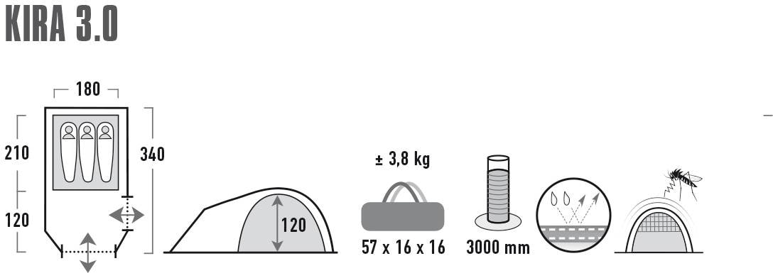 ❤ High Peak Kuppelzelt »Zelt Kira 3.0«, 3 Personen, (mit Transporttasche)  bestellen im Jelmoli-Online Shop | Zelte