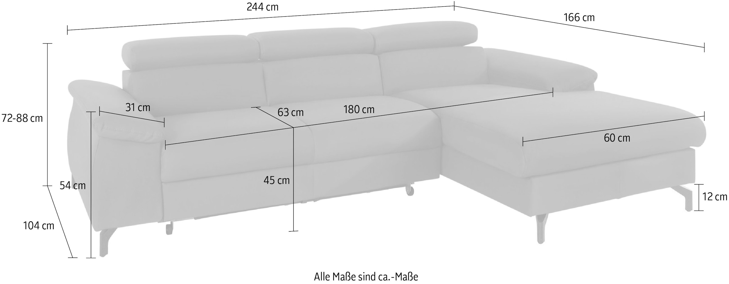 COTTA Ecksofa »Kitty L-Form«, mit Kopfteilverstellung, wahlweise mit Bettfunktion & Bettkasten