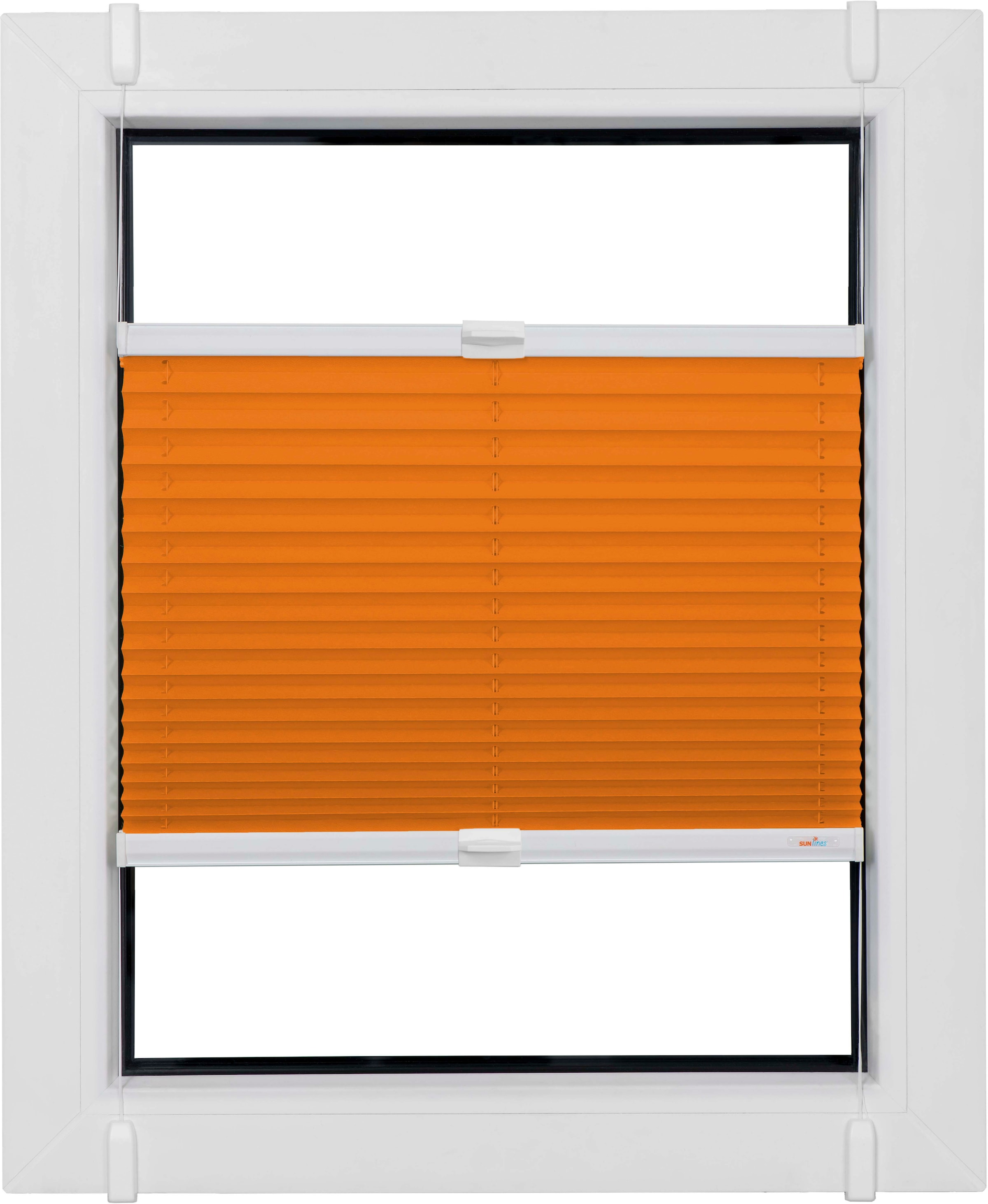 sunlines Plissee »One Size Style Crepe«, blickdicht, ohne Bohren, verspannt, Zubehörfarbe weiss, zum Klemmen