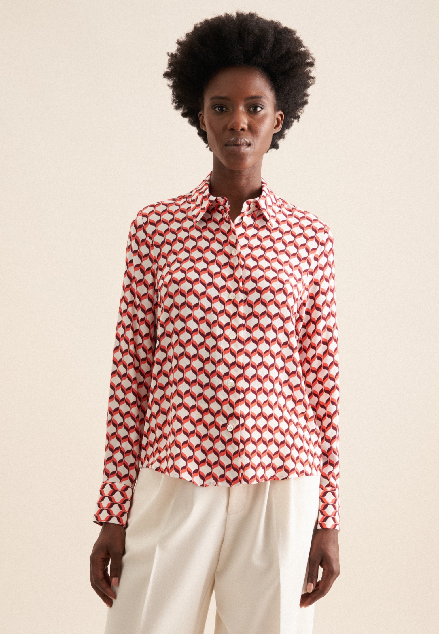 seidensticker Hemdbluse »Schwarze Rose« 1/1 Kragen Geometrische Muster