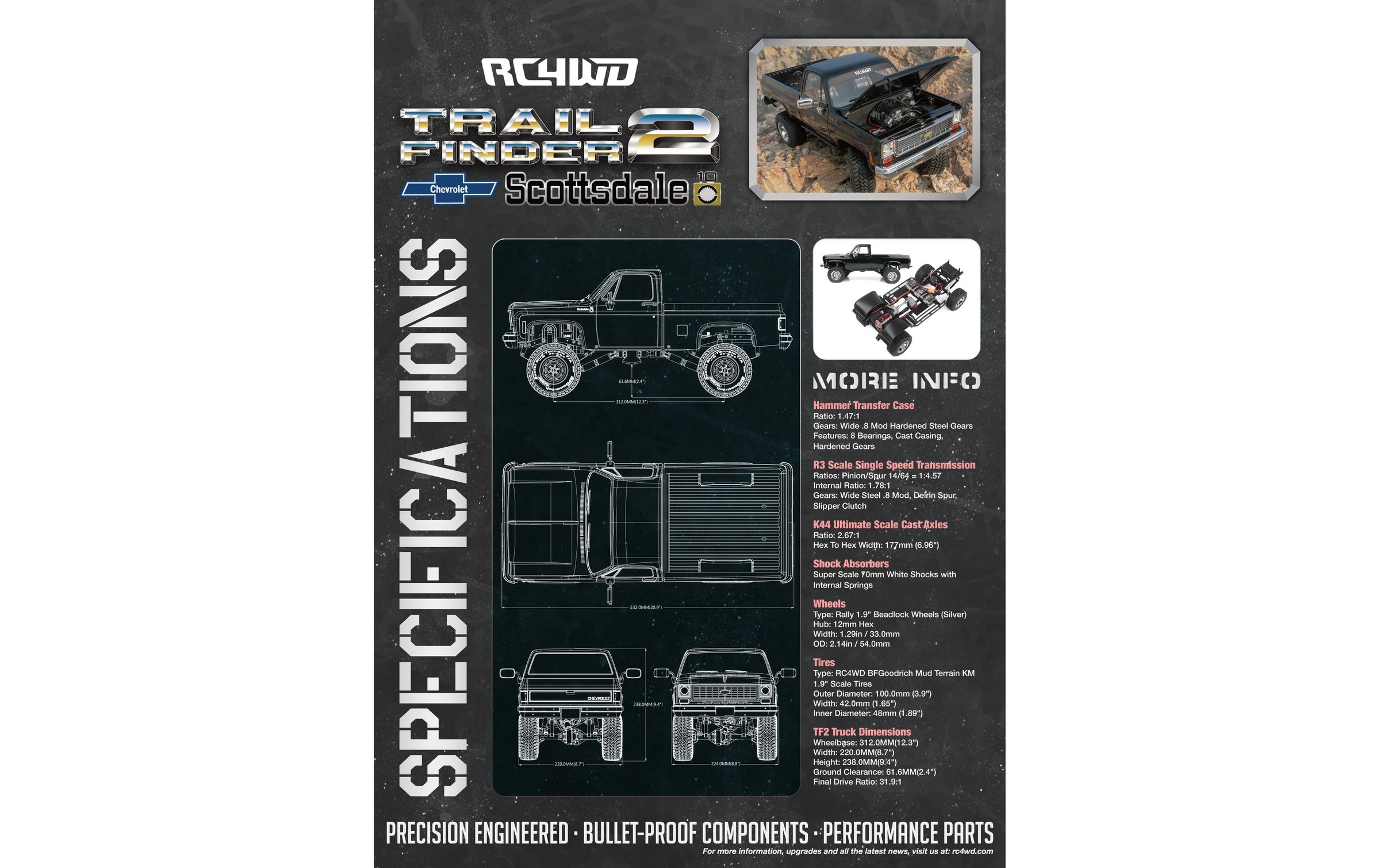 RC-Monstertruck »RC4WD Trail Finder 2 LWB Chevy K10 Schwarz RTR,«, Lackiert