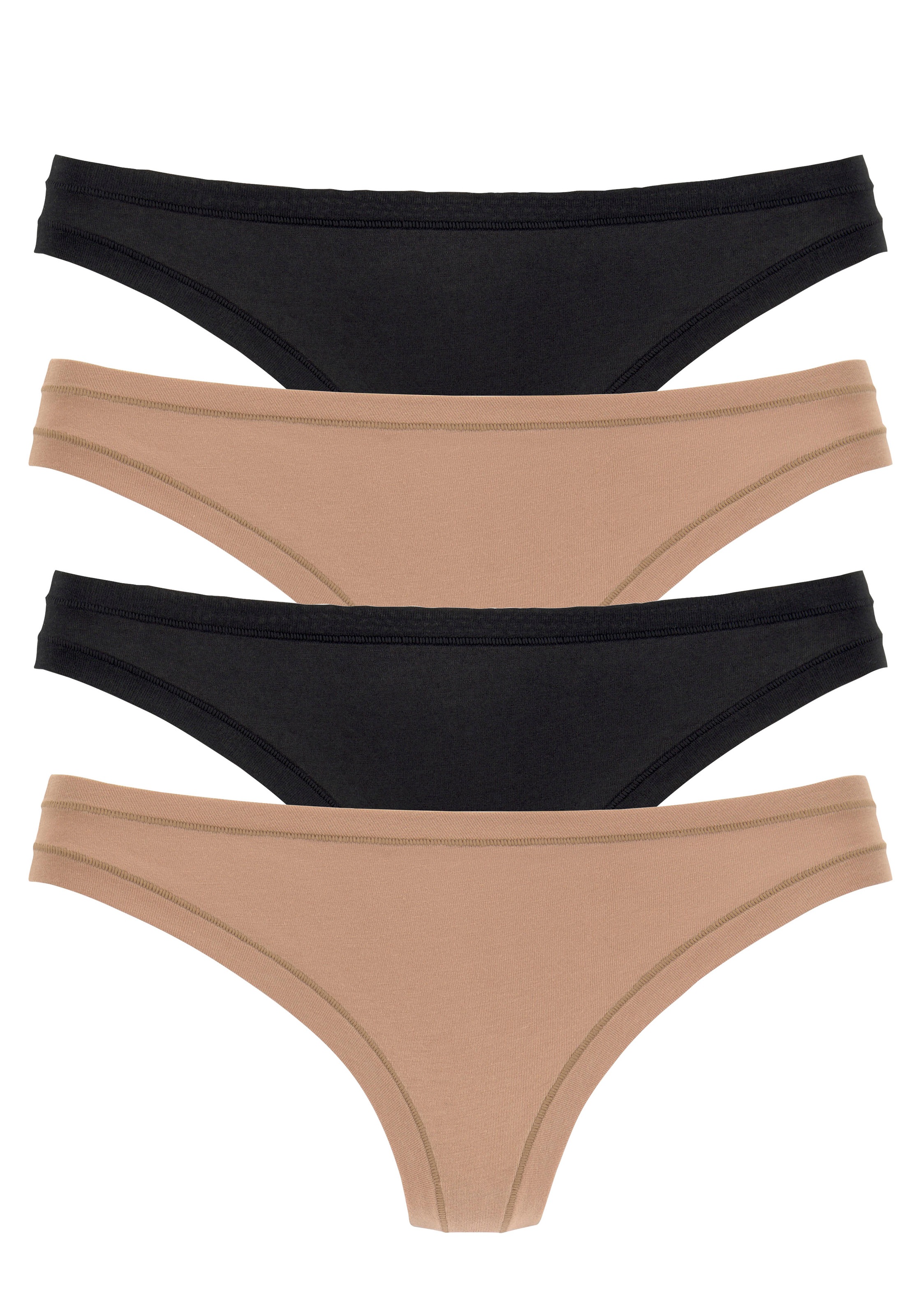 LASCANA String Packung, 4 Stk. "Perfect Basics" aus elastischer Baumwolle