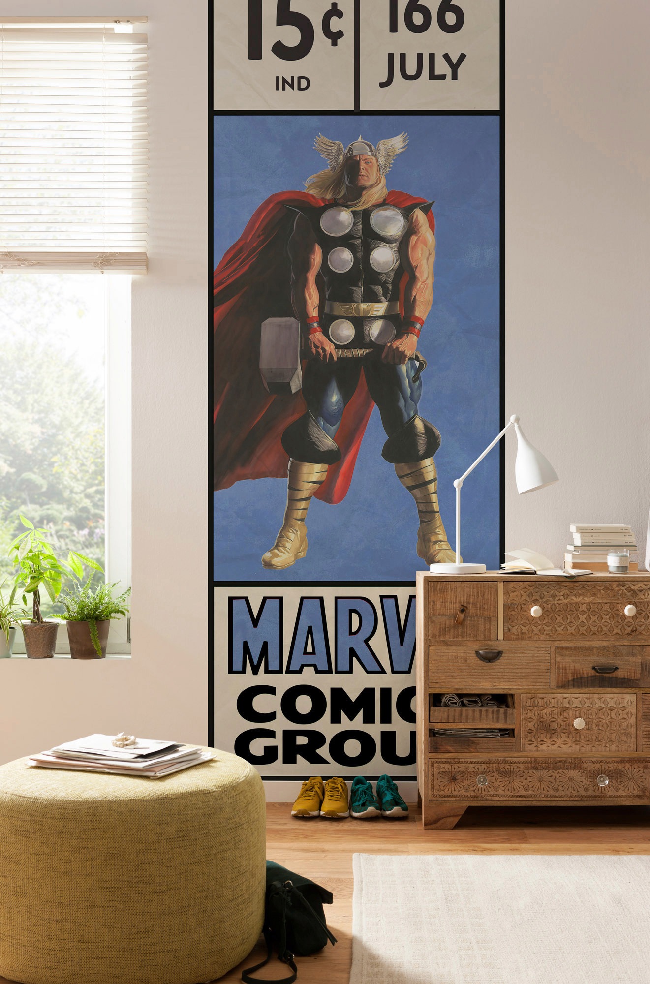 Komar Vliestapete »Digitaldruck Vlies - Thor Retro Comic Box - Grösse 100 x 280 cm«, bedruckt, Kinderzimmer