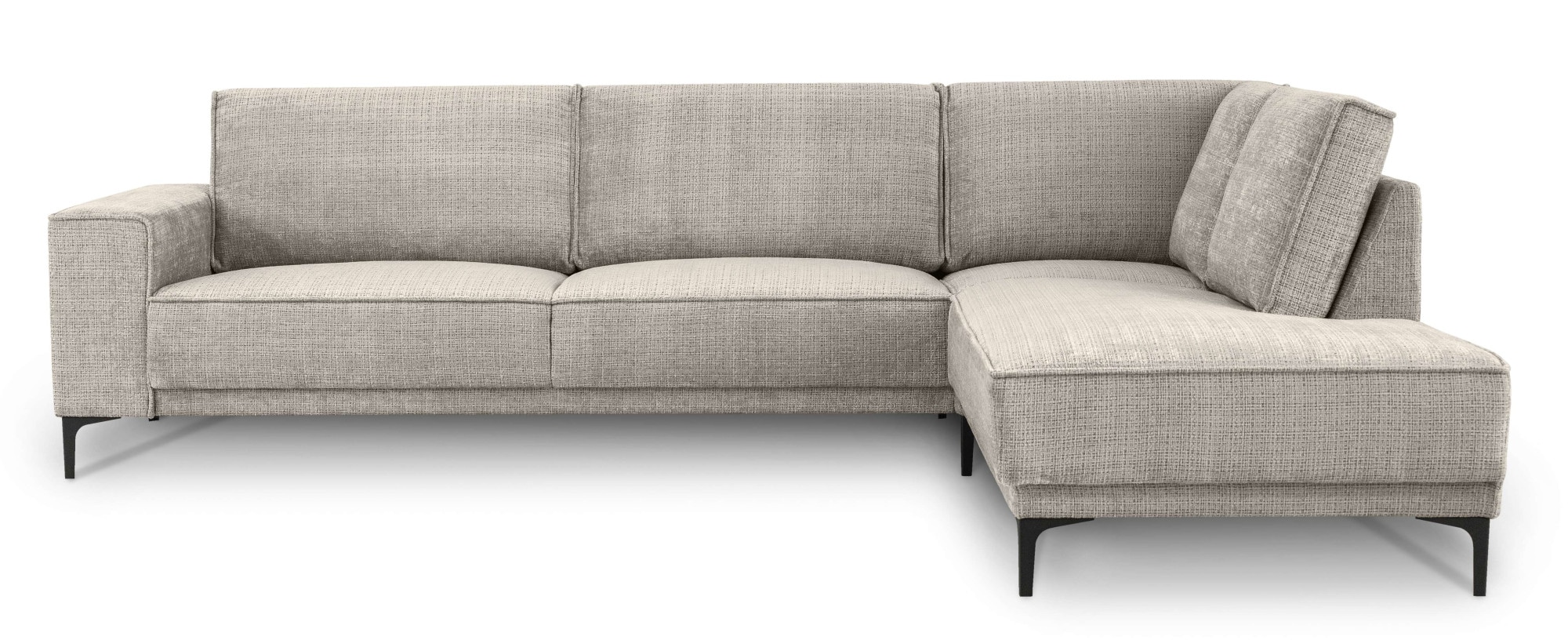 Places of Style Ecksofa »Polsterecke Oland, Struktur, Flachgewebe, Luxus-Microfaser, Boucle«, L-Form, 289 cm, Wellenunterfederung, Skandi-Design, Metallfüsse
