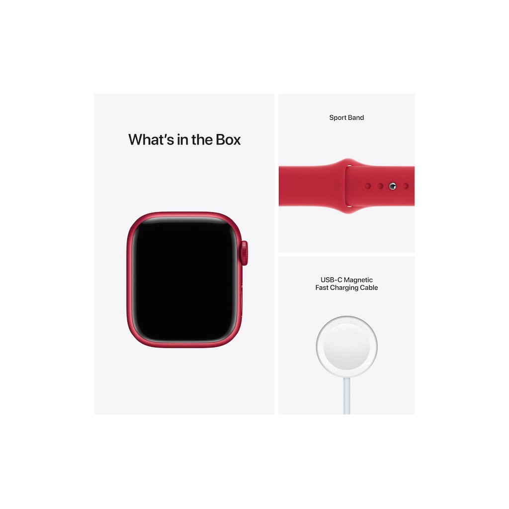 Apple Smartwatch »Serie 7, GPS, 41 mm Aluminiumgehäuse mit Sportarmband«, (Watch OS MKN23FD/A)