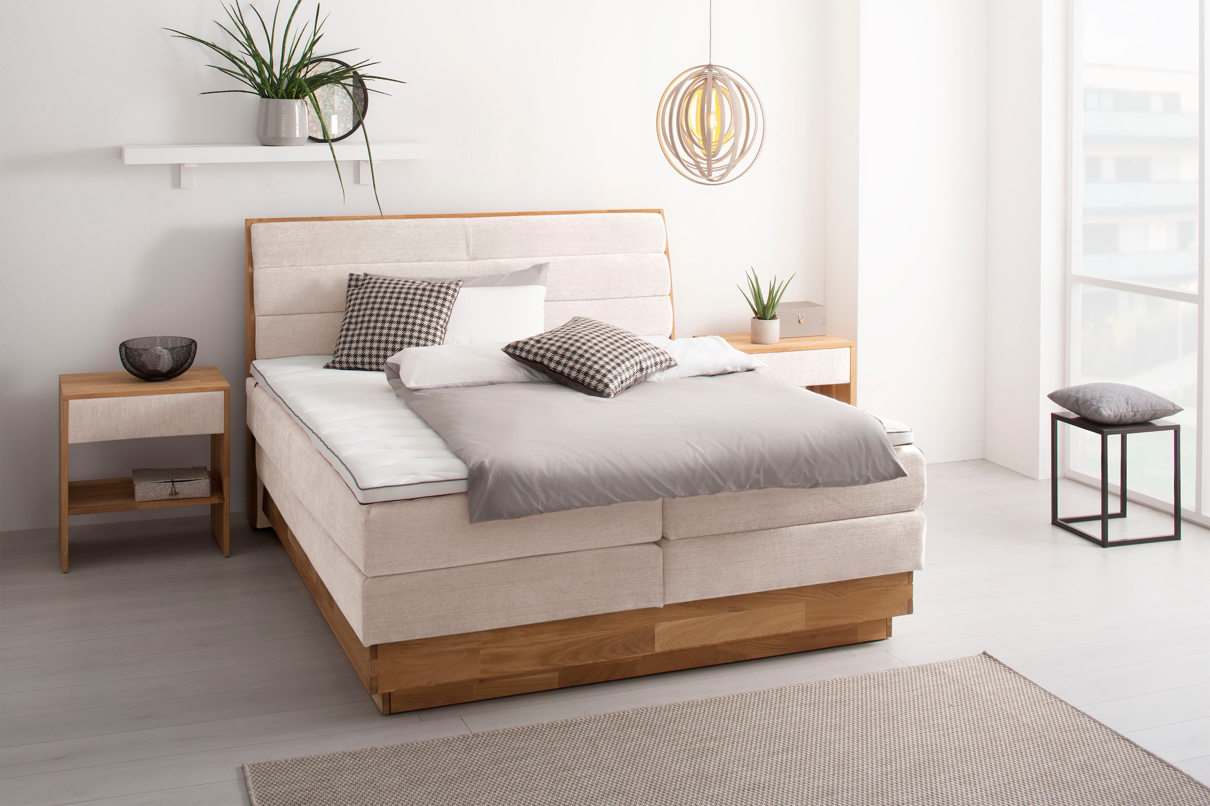 GOODproduct Boxspringbett, LED-Beleuchtung, mit zertifizierten, recycelten Bezugsstoffen