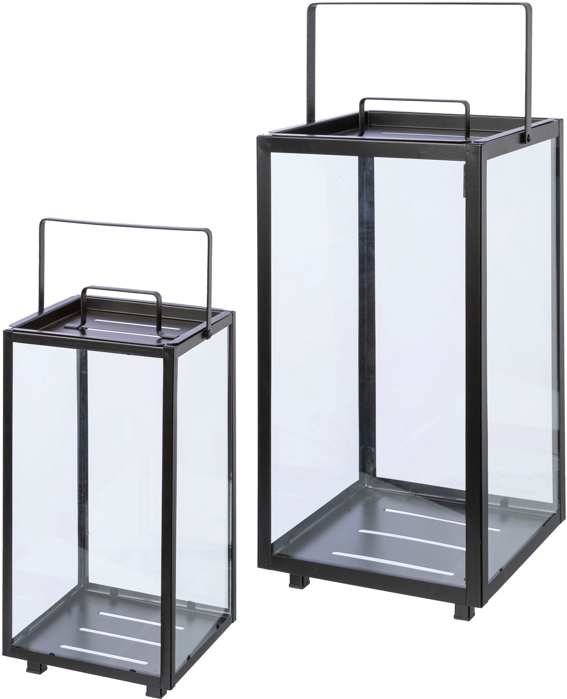 my home Kerzenlaterne »Anela, Stumpenkerzenhalter«, (Set, 2 St.), Kerzenhalter aus Metall und Glas