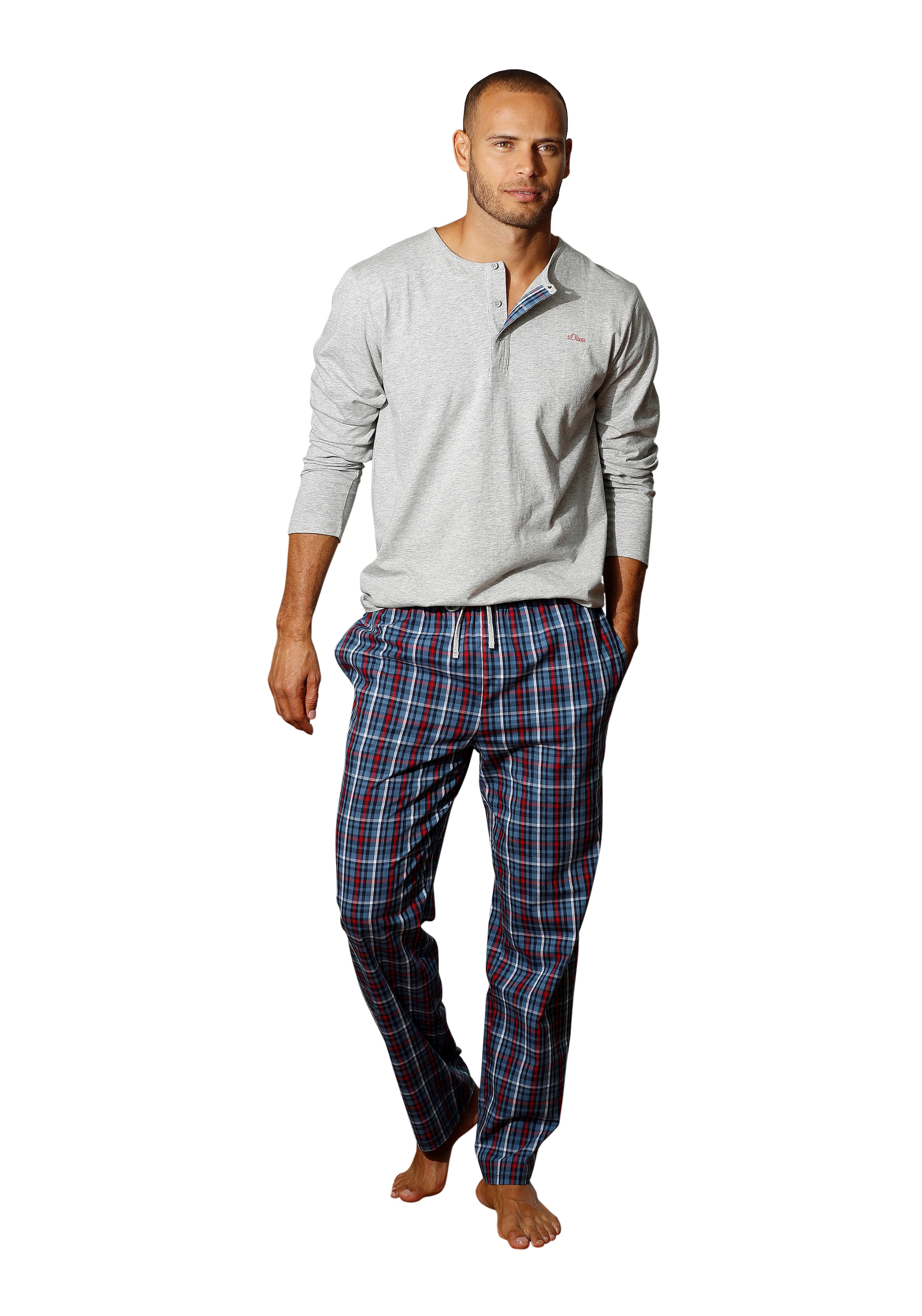 s.Oliver Pyjama, (2 tlg., 1 Stück), in langer Form mit Knopfleiste online  kaufen | Jelmoli-Versand