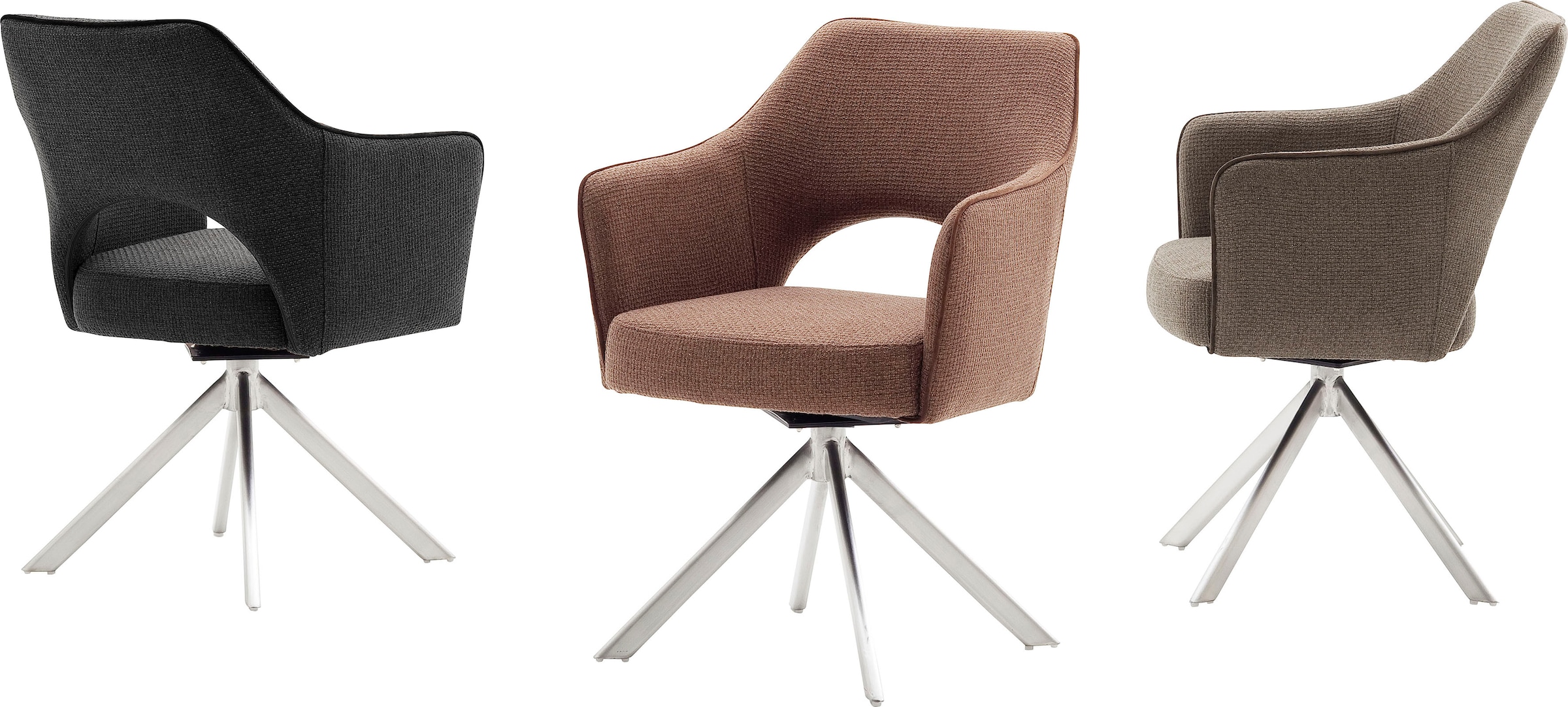 MCA furniture 4-Fussstuhl »Tonala«, (Set), 2 St., Velourstoff grob, (2er-Set), 180° drehbar, Belastbarkeit 120 kg, Sitzhöhe ca. 49 cm