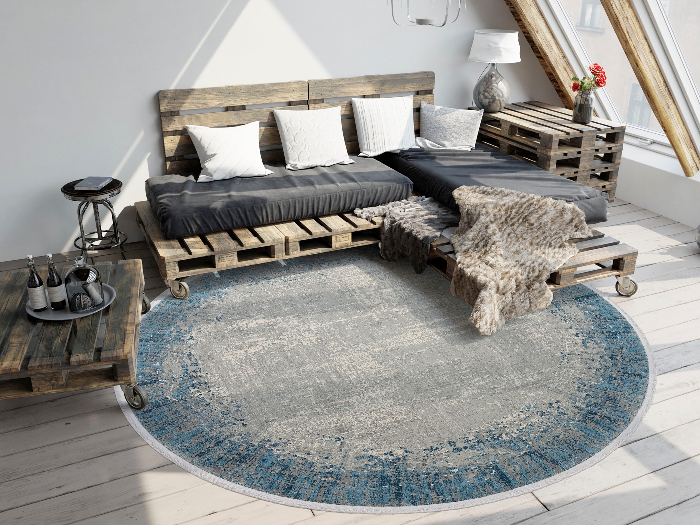 WK WOHNEN Teppich »BORDER«, rund, mit Effekt samtweiche online hochwertiger shoppen 3 D | Oberfläche Viskoseanteil, Jelmoli-Versand