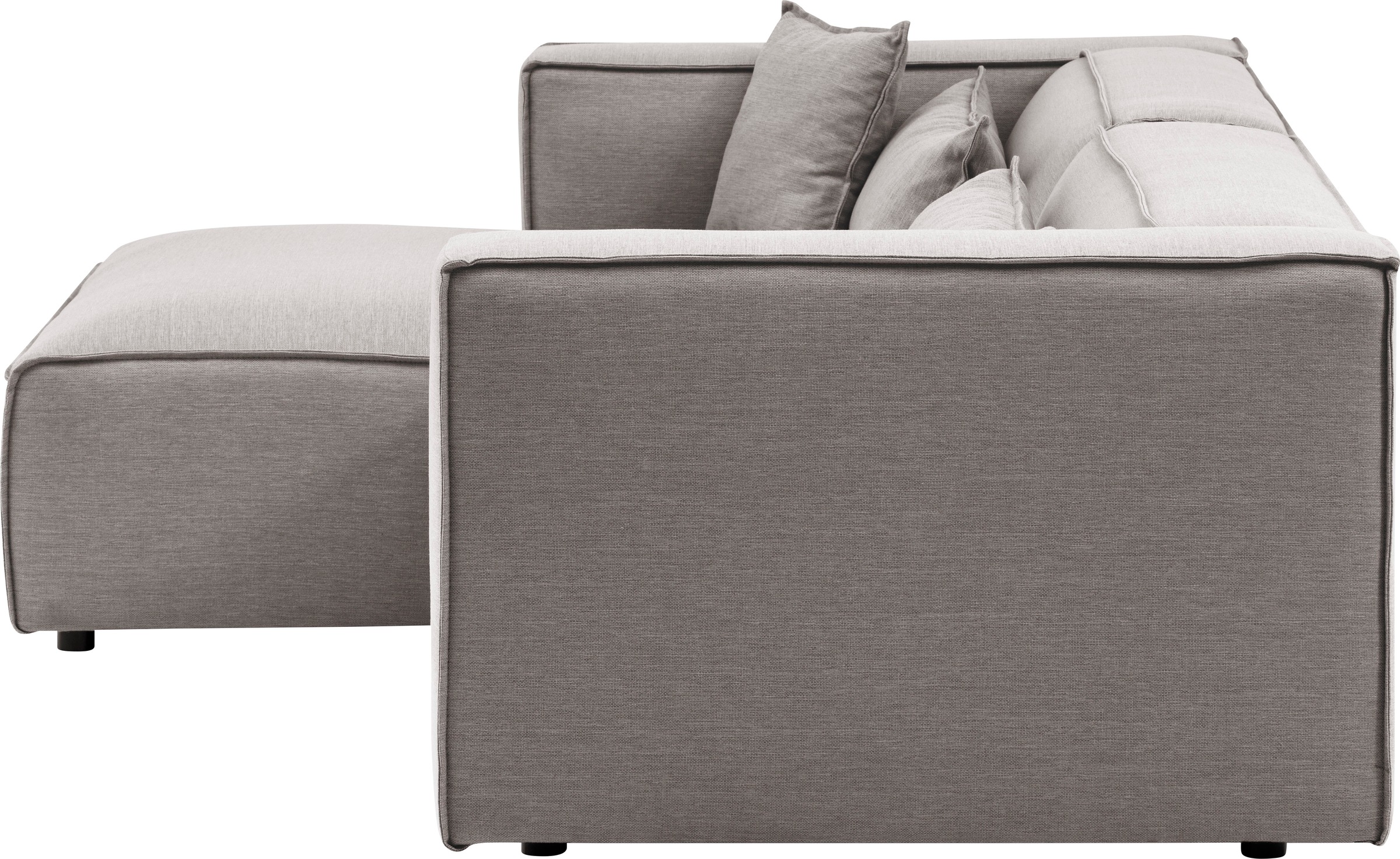 LeGer Home by Lena Gercke Ecksofa »PIARA mit Kedernaht, Cord, Leinenoptik o. Strukturstoff, Couch, L-Form«, wahlweise Ottomane rechts/links, schwarze Füsse, bequemer Sitzkomfort