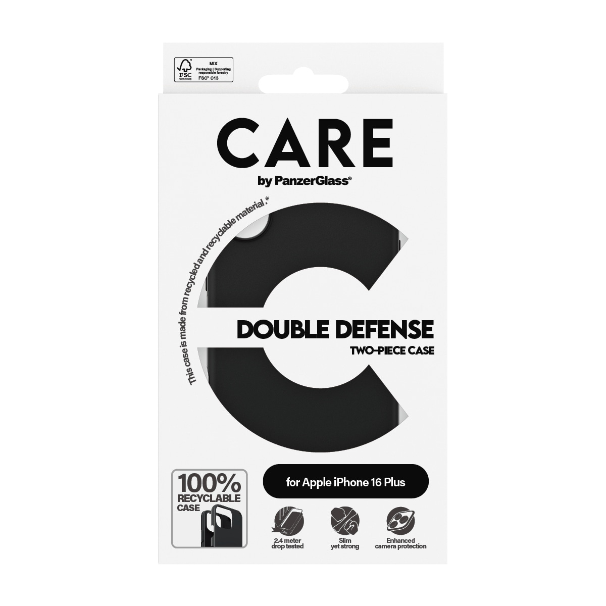 CARE by PanzerGlass Handyhülle »Double Defence Case für Apple iPhone 16 Plus«, Backcover, Schutzhülle, Handyschutzhülle, Case, Schutzcase, stossfest