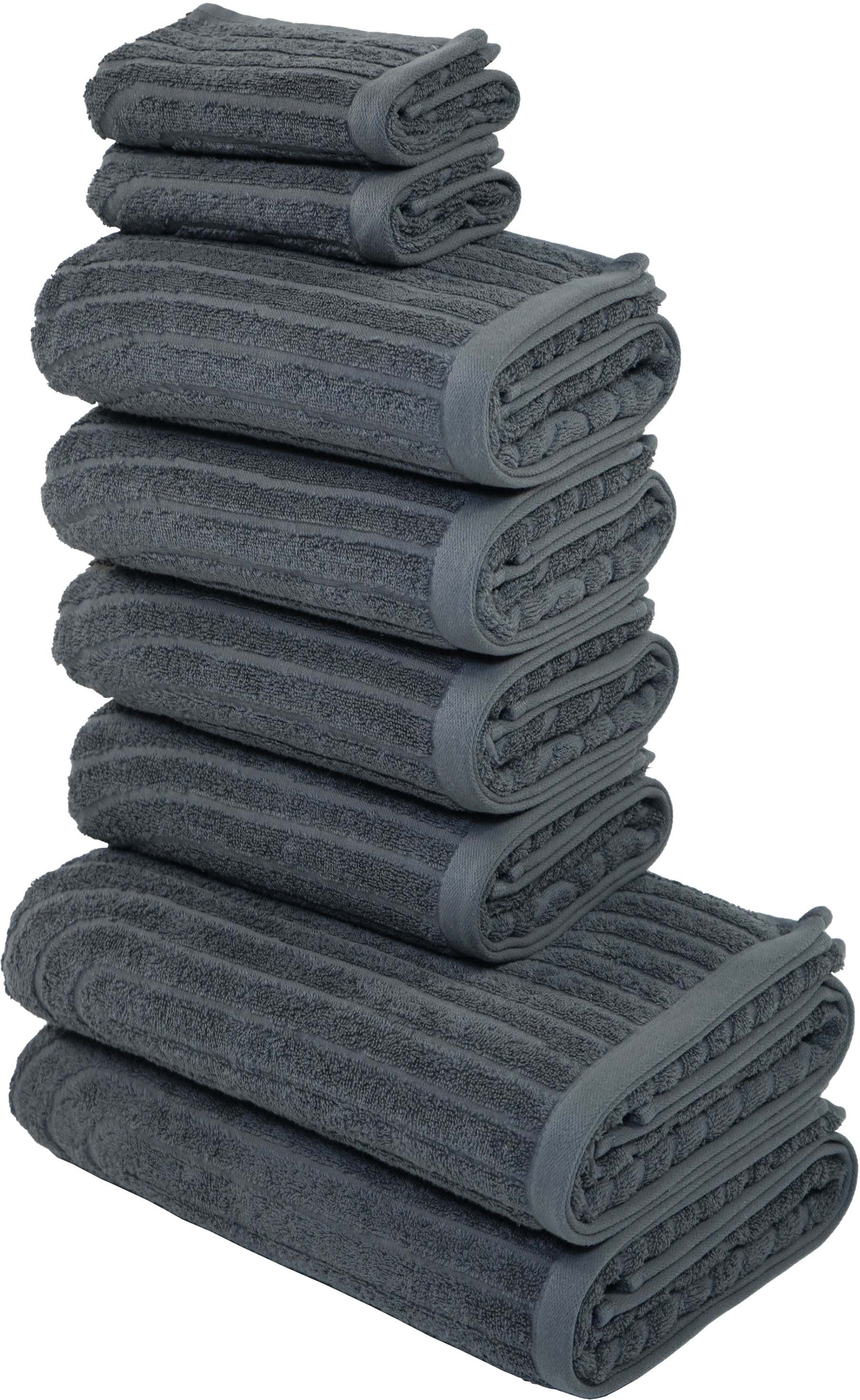 my home Handtuch Set »Handtuchset Ognon, Duschtücher, Handtücher, Gästetücher, Zen«, Set, 8 tlg., Frottier, Handtücher mit Muster, Scandi, einfarbiges Handtuch-Set 100% Baumwolle