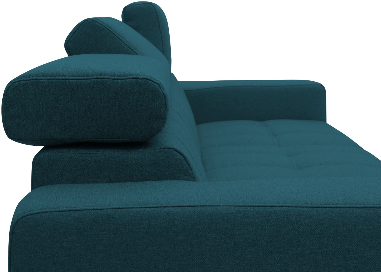 DOMO collection Ecksofa »Trento L-Form, mit Kufenfuss oder Einzelfuss«, wahlweise mit Kopfteilverstellung, Recamiere links/rechts bestellbar