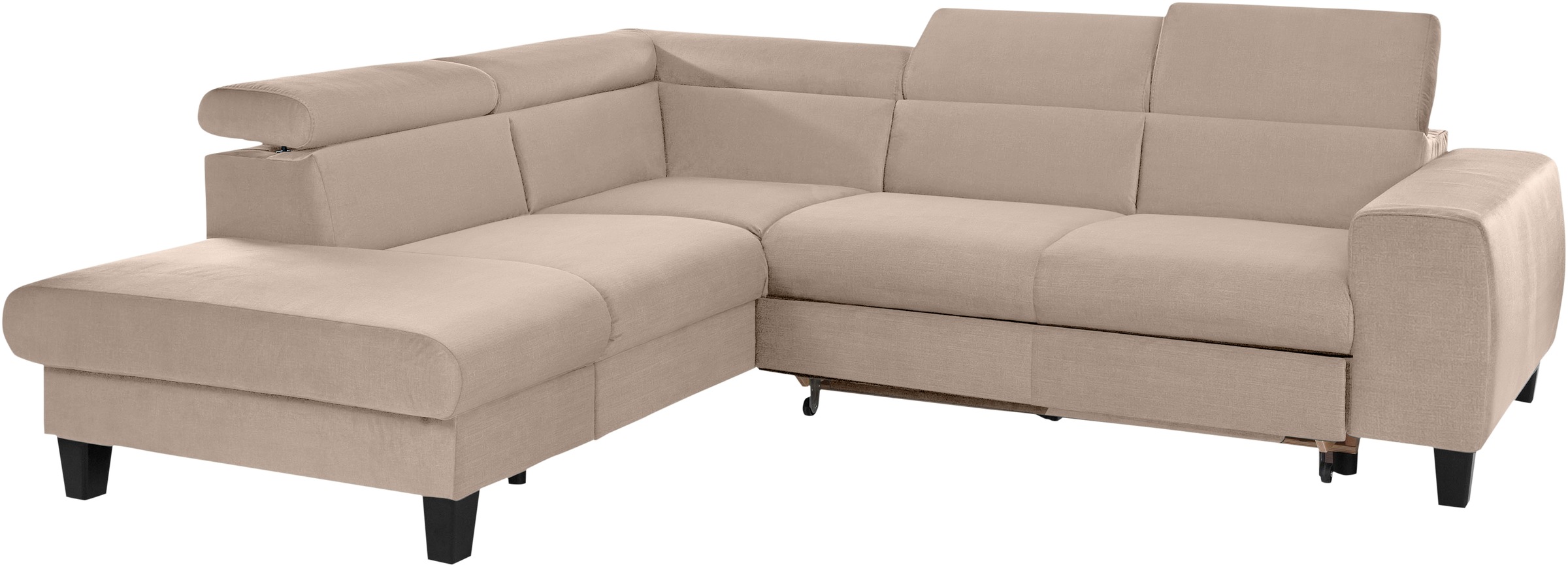 COTTA Ecksofa »Morven L-Form mit Kopfteilverstellung«, wahlweise mit Bettfunktion, Bettkasten & Wireless-Charger