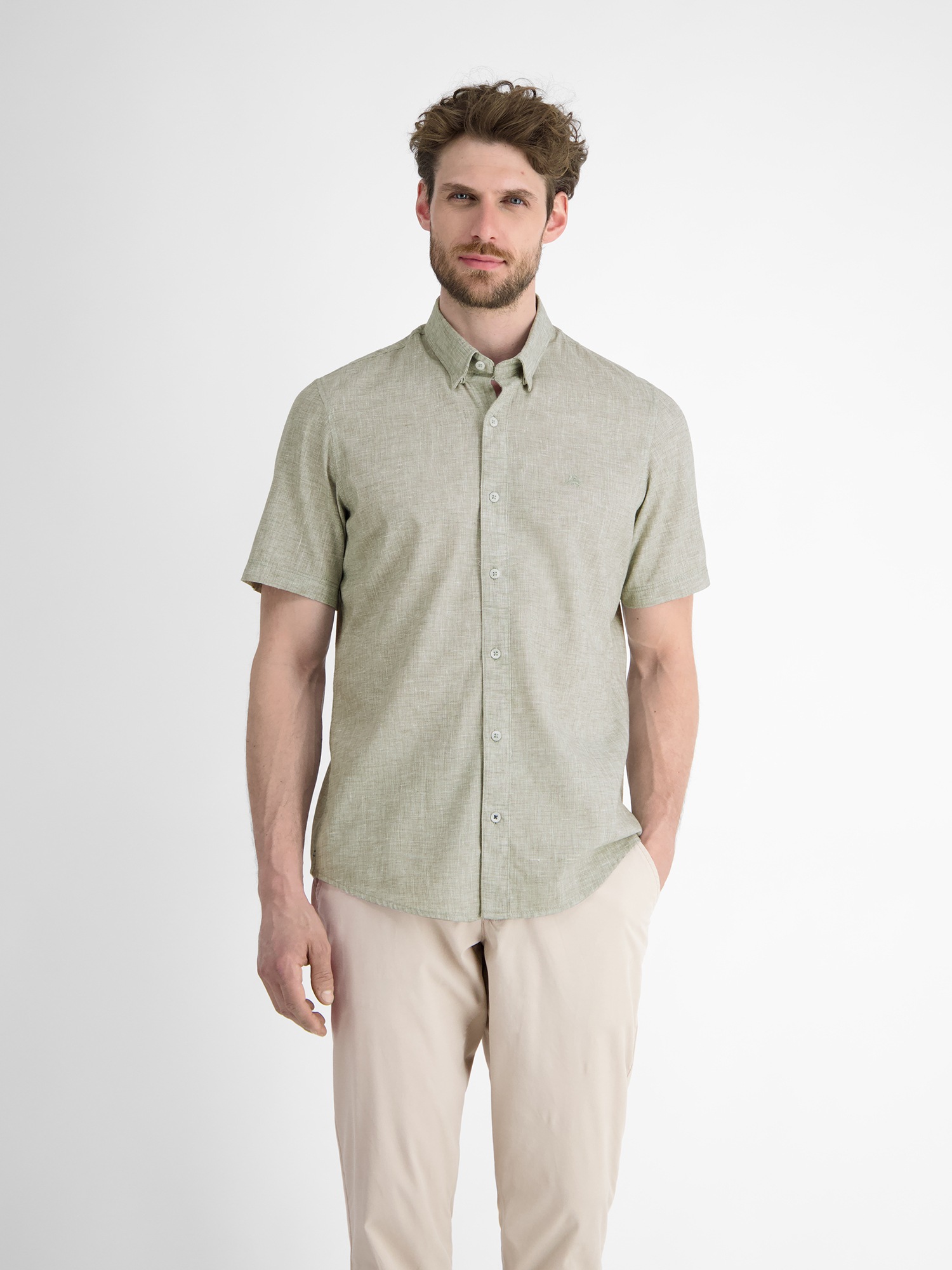 LERROS Kurzarmhemd »LERROS Kurzarmhemd mit verdecktem Button-down-Kragen«