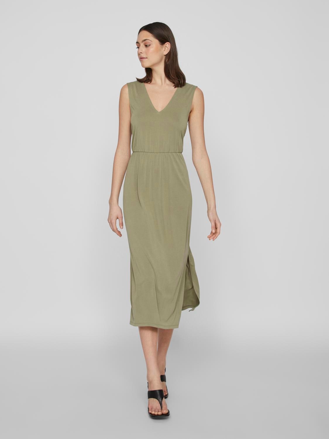 Vila Maxikleid »VIMODALA V-NECK S/L MIDI DRESS - NOOS«