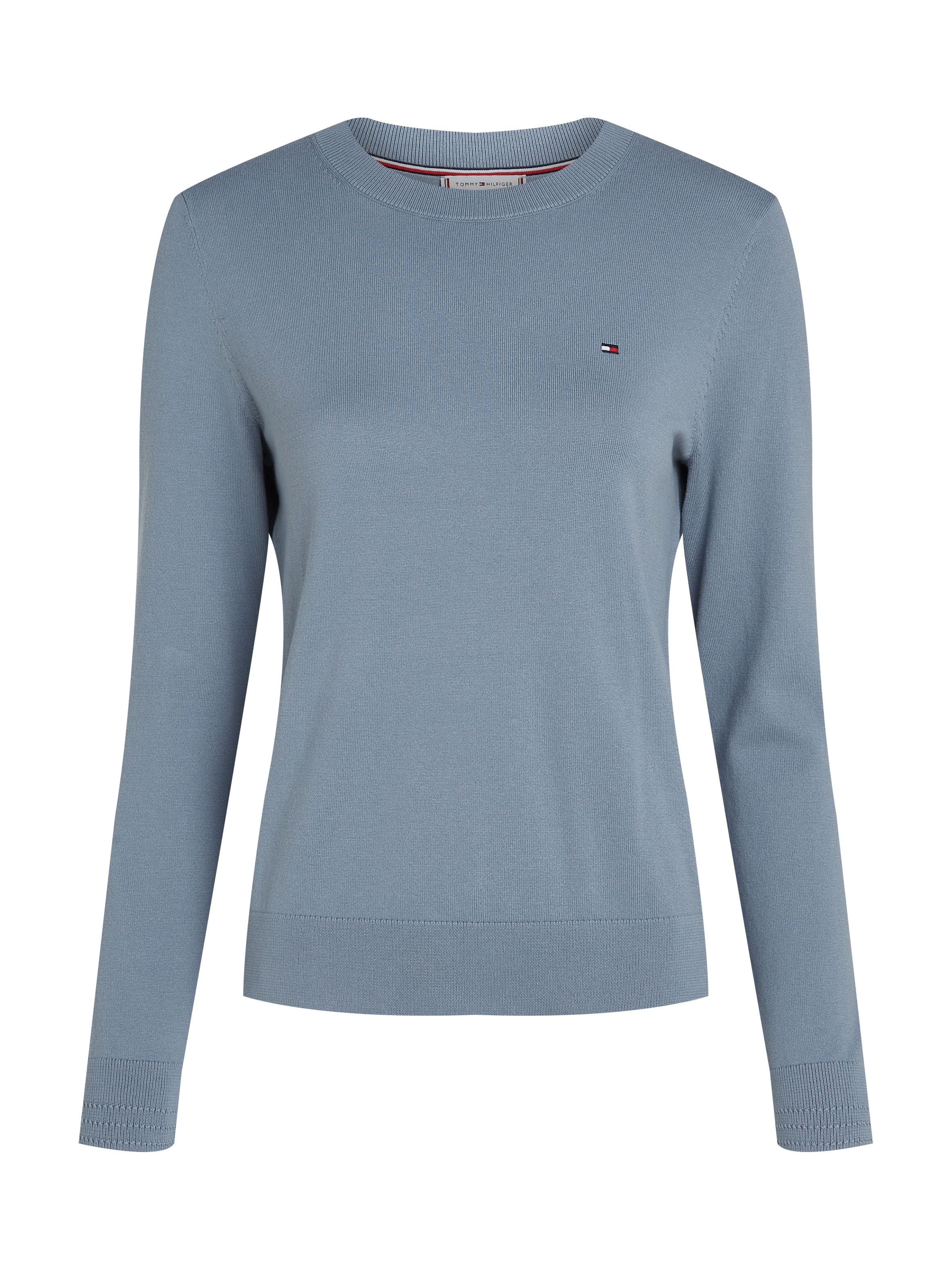 Tommy Hilfiger Rundhalspullover »CO JERSEY STITCH LS C-NK SWT«, mit Logostickerei