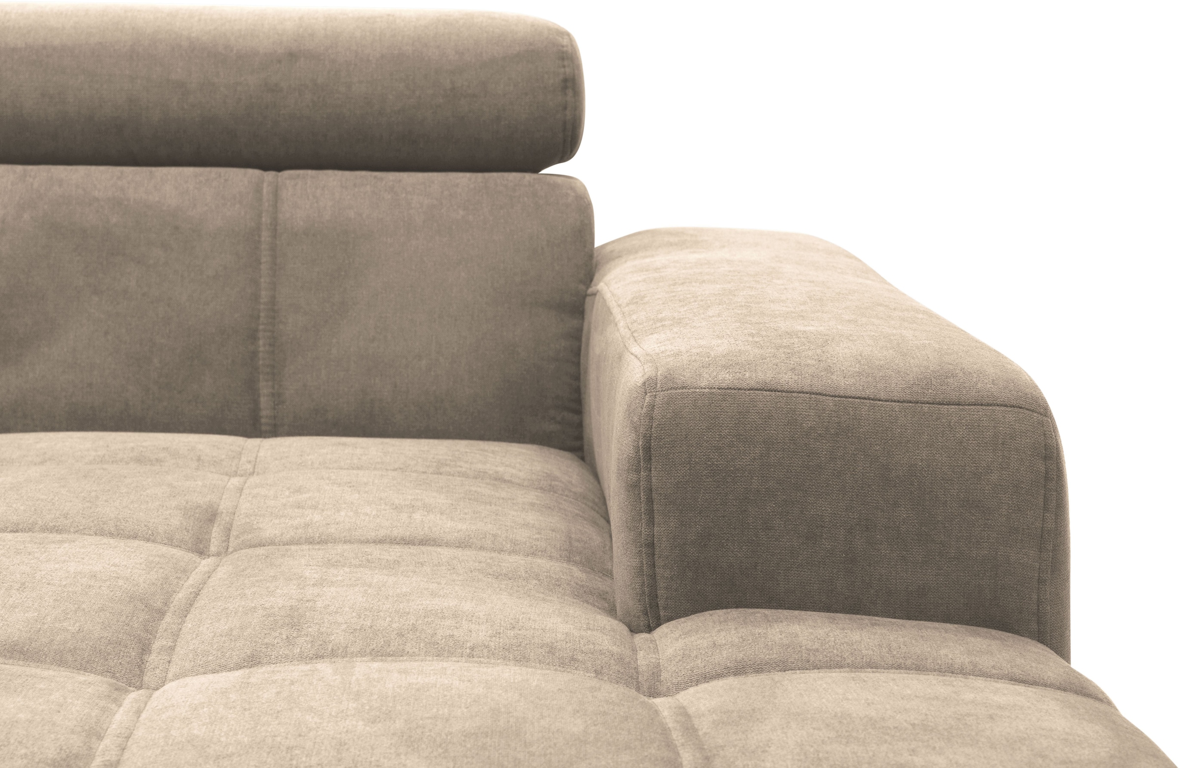 DOMO collection Ecksofa »Trento L-Form, mit Kufenfuss oder Einzelfuss«, wahlweise mit Kopfteilverstellung, Recamiere links/rechts bestellbar